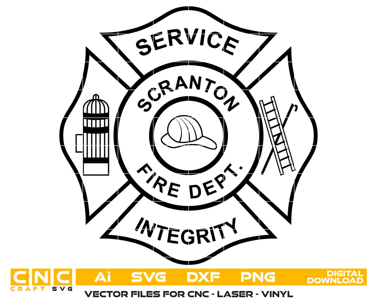 Scranton Fire Department Patch Pennsylvania SVG - Laser Cut File or CNC