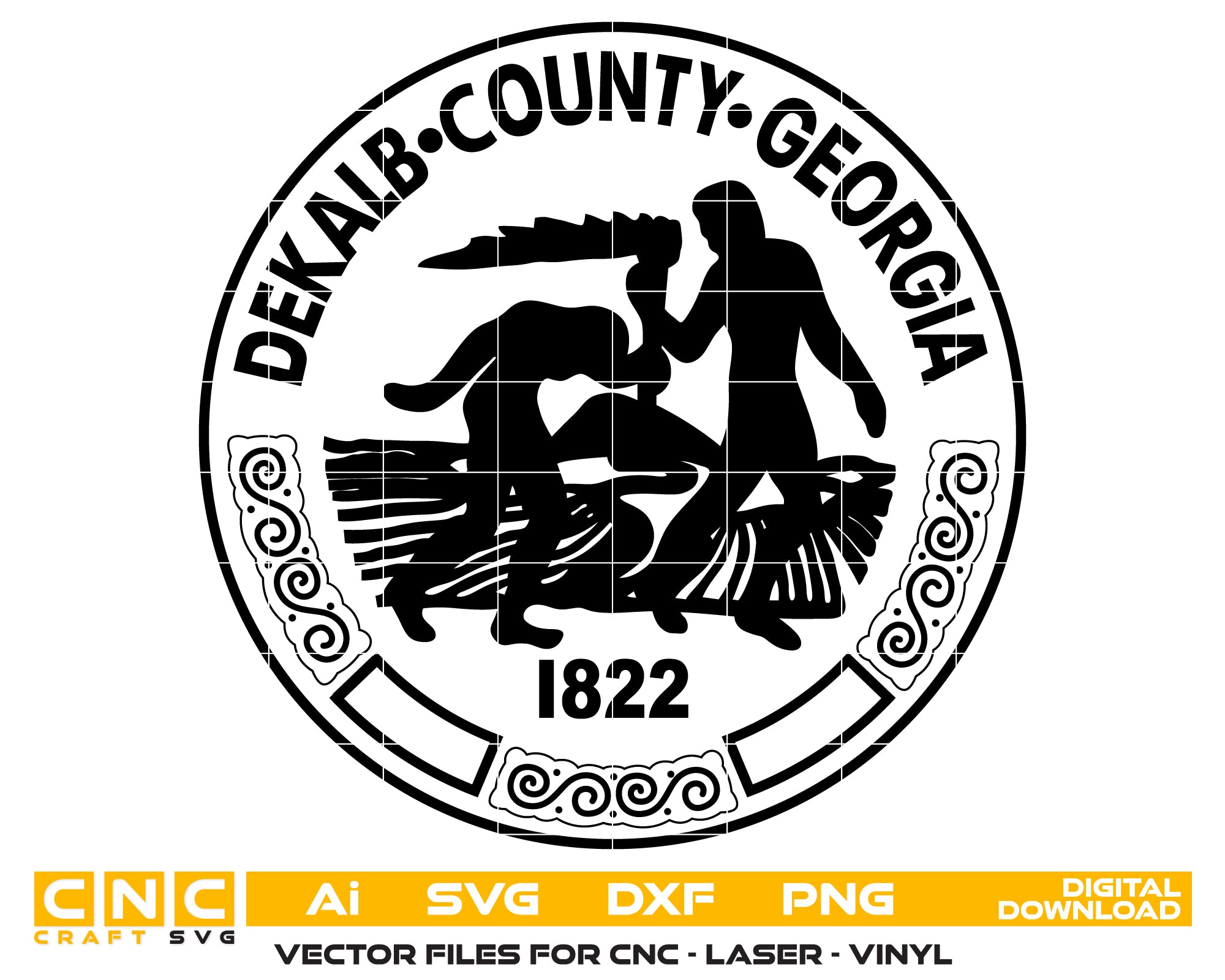 Seal Of Dekalb County Georgia SVG, Dekalb County GA Official Seal Vector, Dekalb Georgia Emblem SVG Design, Georgia County Civic Seal SVG, #support