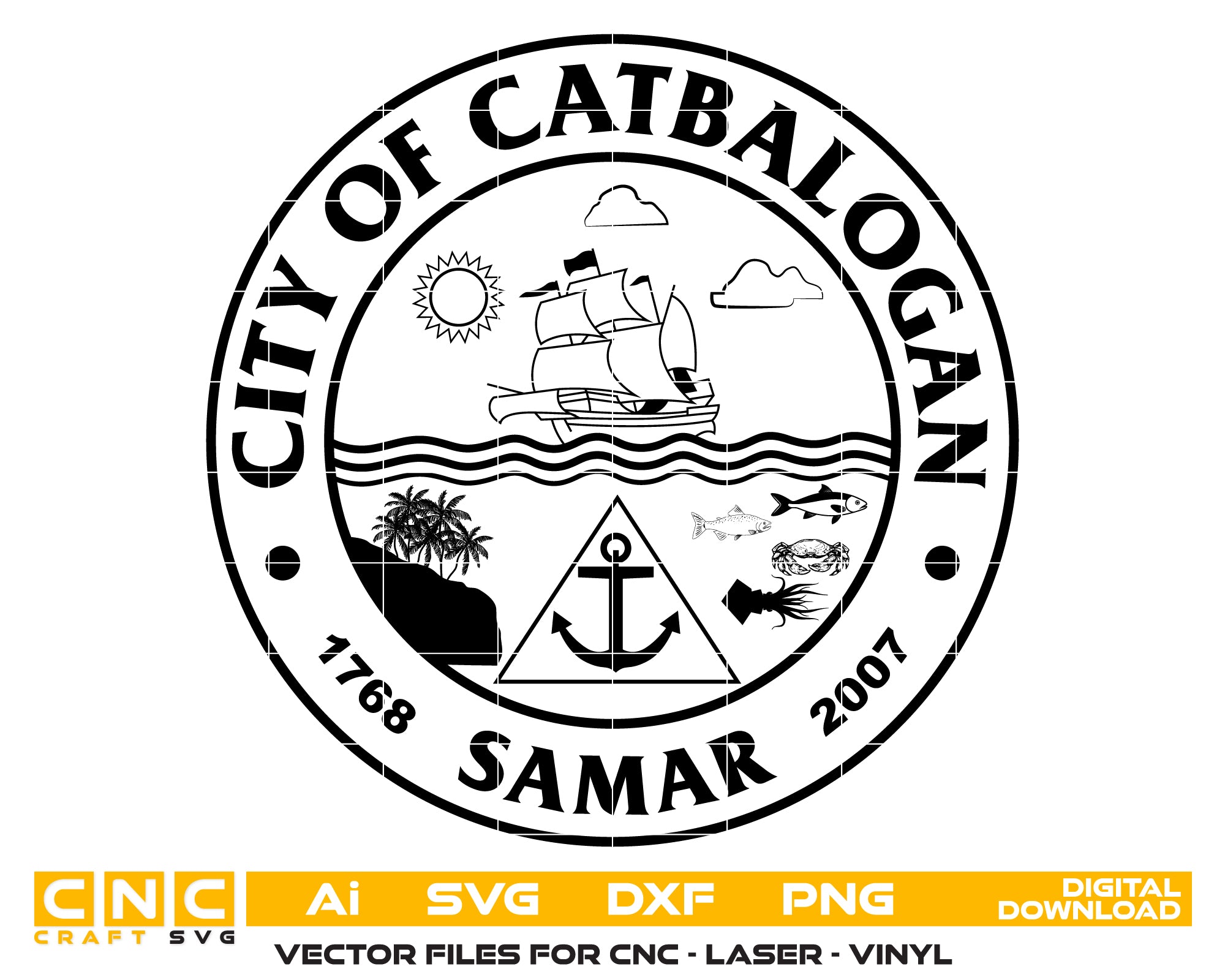 Seal Of The City Of Catbalogan SVG, Catbalogan City Seal Vector, Catbalogan Official Emblem SVG, Philippine City Seal Vector, Catbalogan Civic Seal SVG
