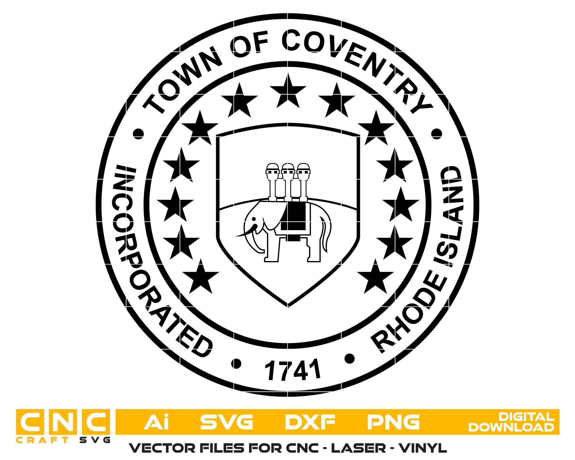 Seal Of The Town Of Coventry Island SVG, Coventry Island Town Seal Vector, Coventry Island Official Emblem SVG, Civic Seal Vector Design, Coventry Island SVG