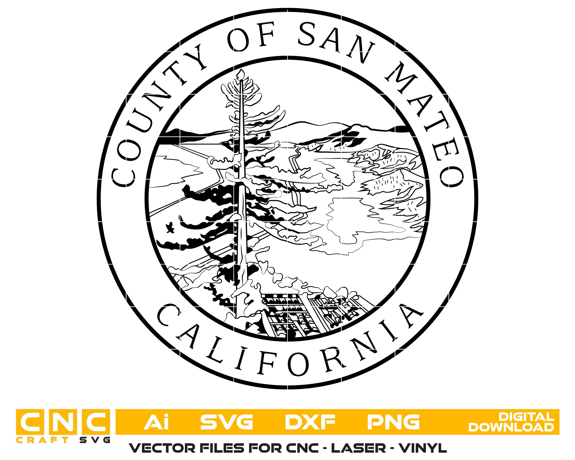 Seal of San Mateo California SVG, San Mateo City Seal Vector, California Municipal Seal, San Mateo Official Logo, City Emblem SVG