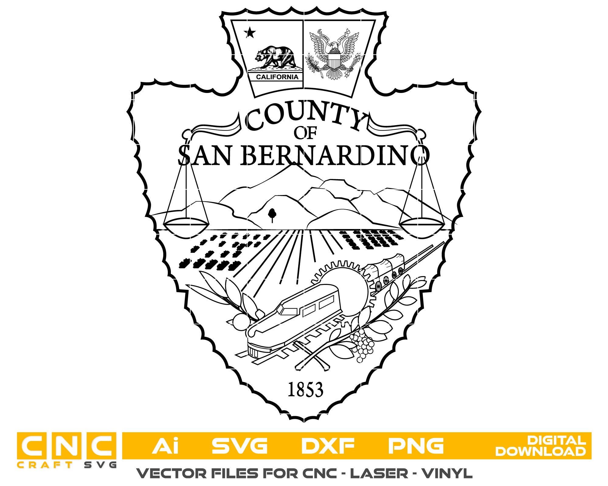 San Bernardino County Seal Vector Art