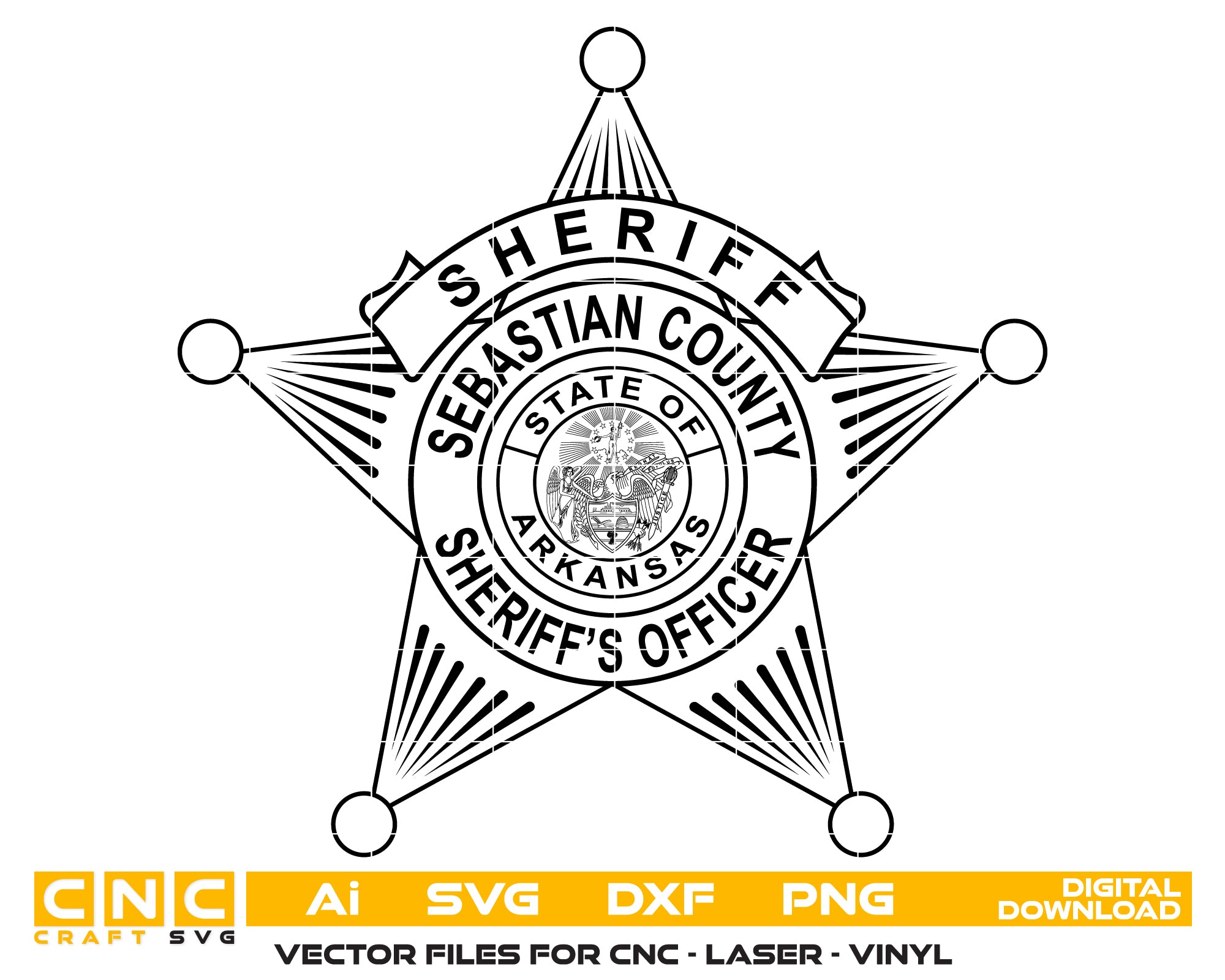Sebastian County Sheriff’s Office Badge SVG, Arkansas Sheriff Badge Vector, Sebastian County Law Enforcement Badge, Sheriff’s Office Badge SVG, Police Badge Vector