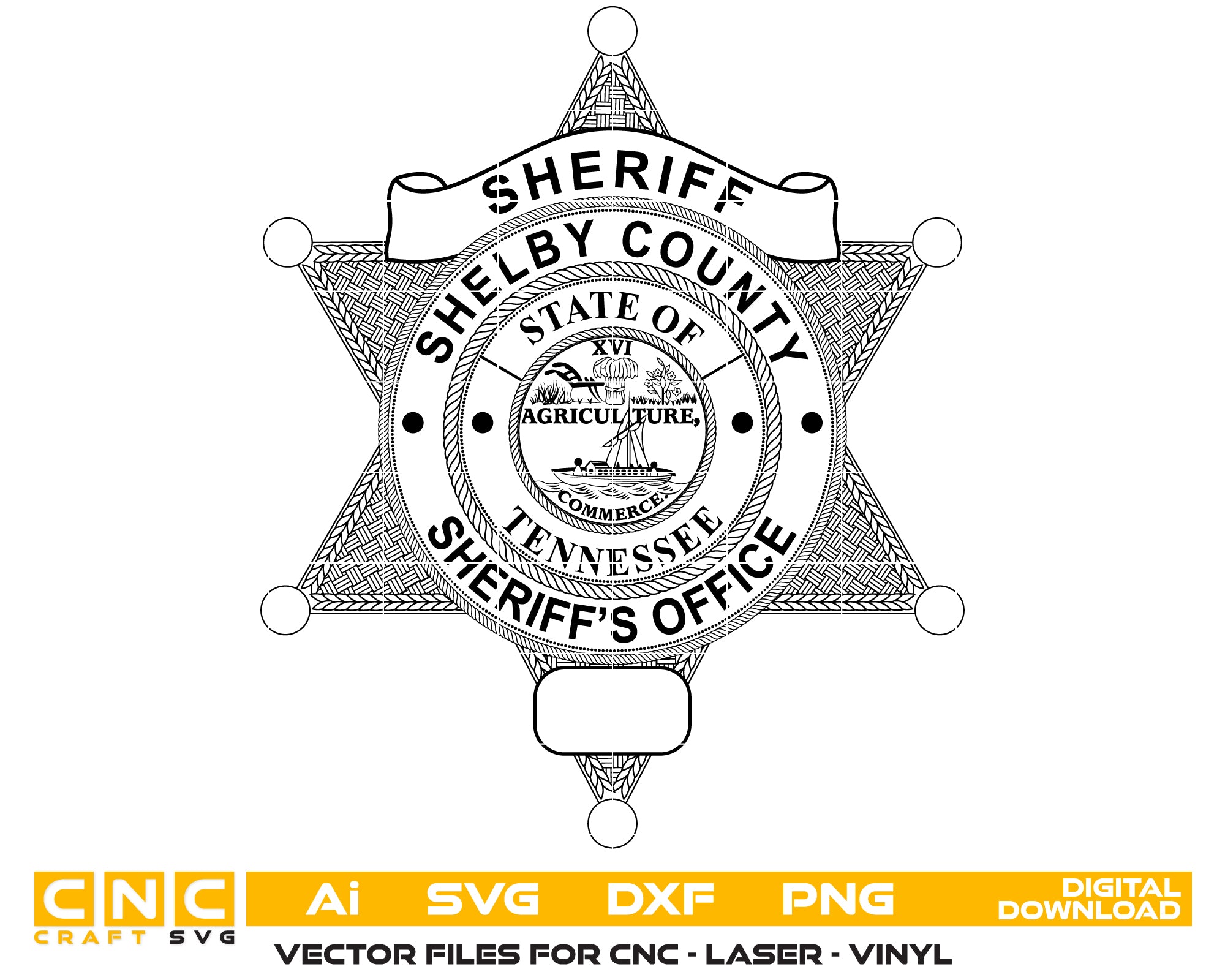 Shelby County Sheriff Badge SVG – Law Enforcement Vector Digital File