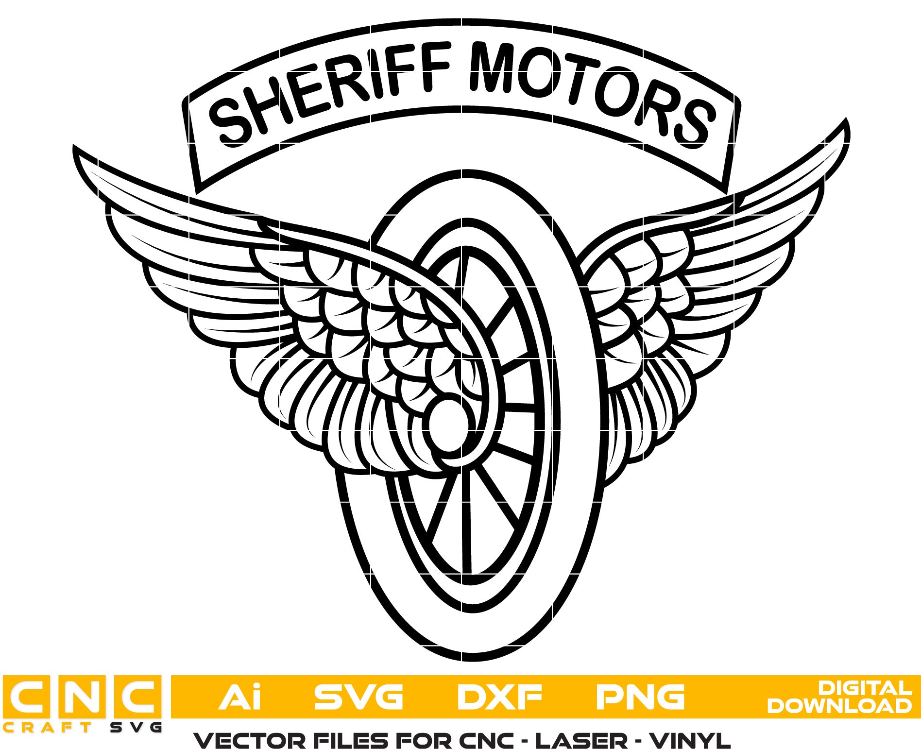 Sheriff Motors Logo Vector Art, Ai,SVG, DXF, PNG, Digital Files for Laser Engraving, Woodworking, Printing, CNC Router, Cricut, Ezecad etc.