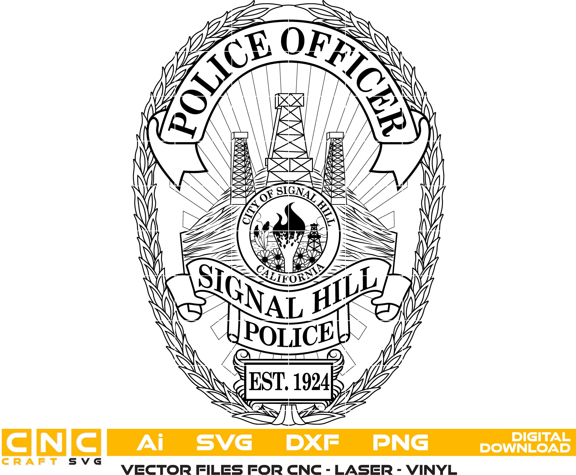 Signal Hill Police Officer Badge – Law Enforcement Vector File