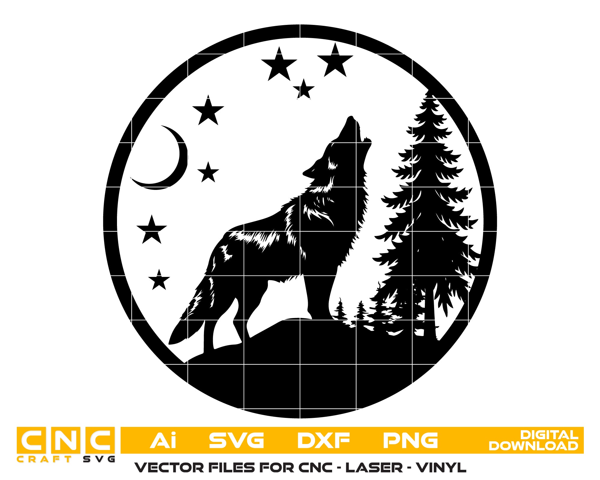 Wolf Howling Silhouette Vector – Wilderness Design File