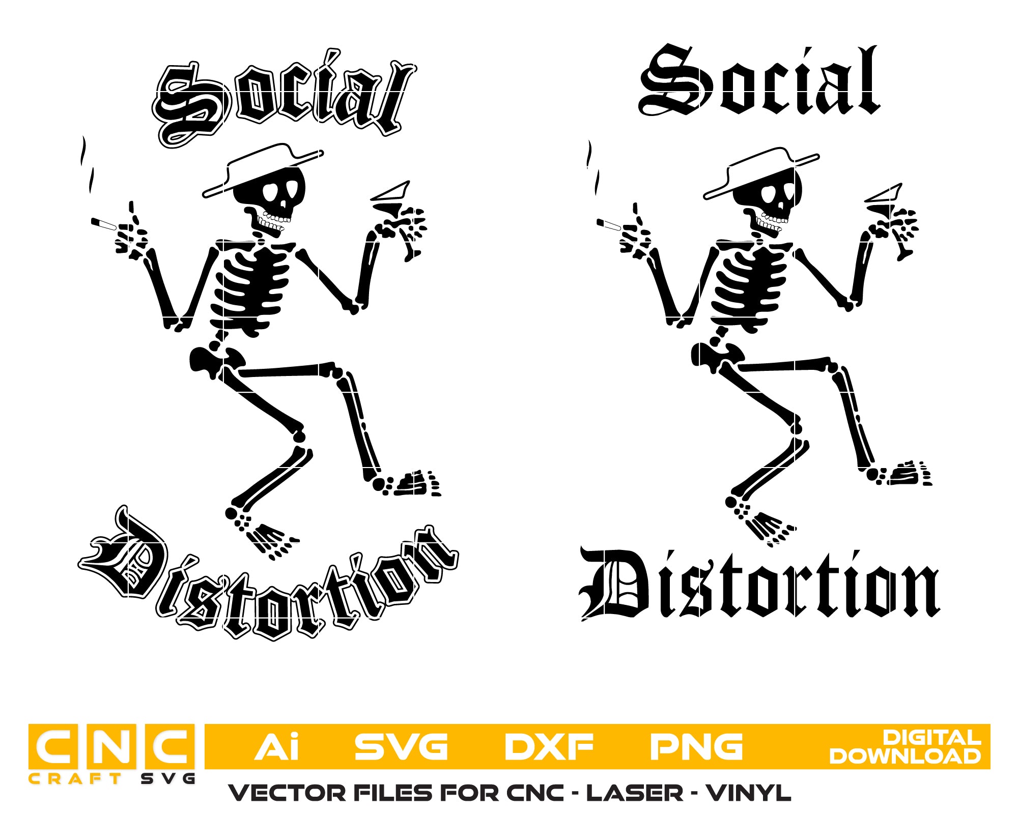 Social Distortion Skeleton SVG, Punk Rock Skeleton Logo, Social Distortion Vector Art, Rock Band SVG Design, Dancing Skeleton Logo