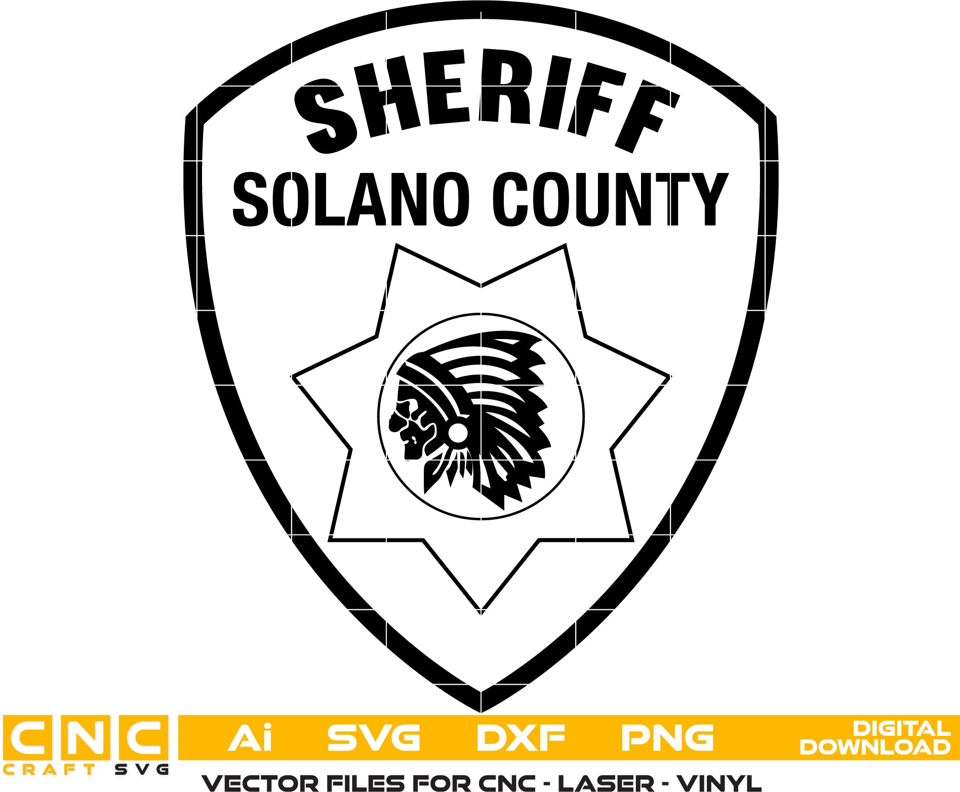 Solano County Sheriff Badge Vector art Svg/ Dxf/ Jpg/ Png/ and Ai files For laser engraving/ woodworking/ acrylic painting and all printing machines.