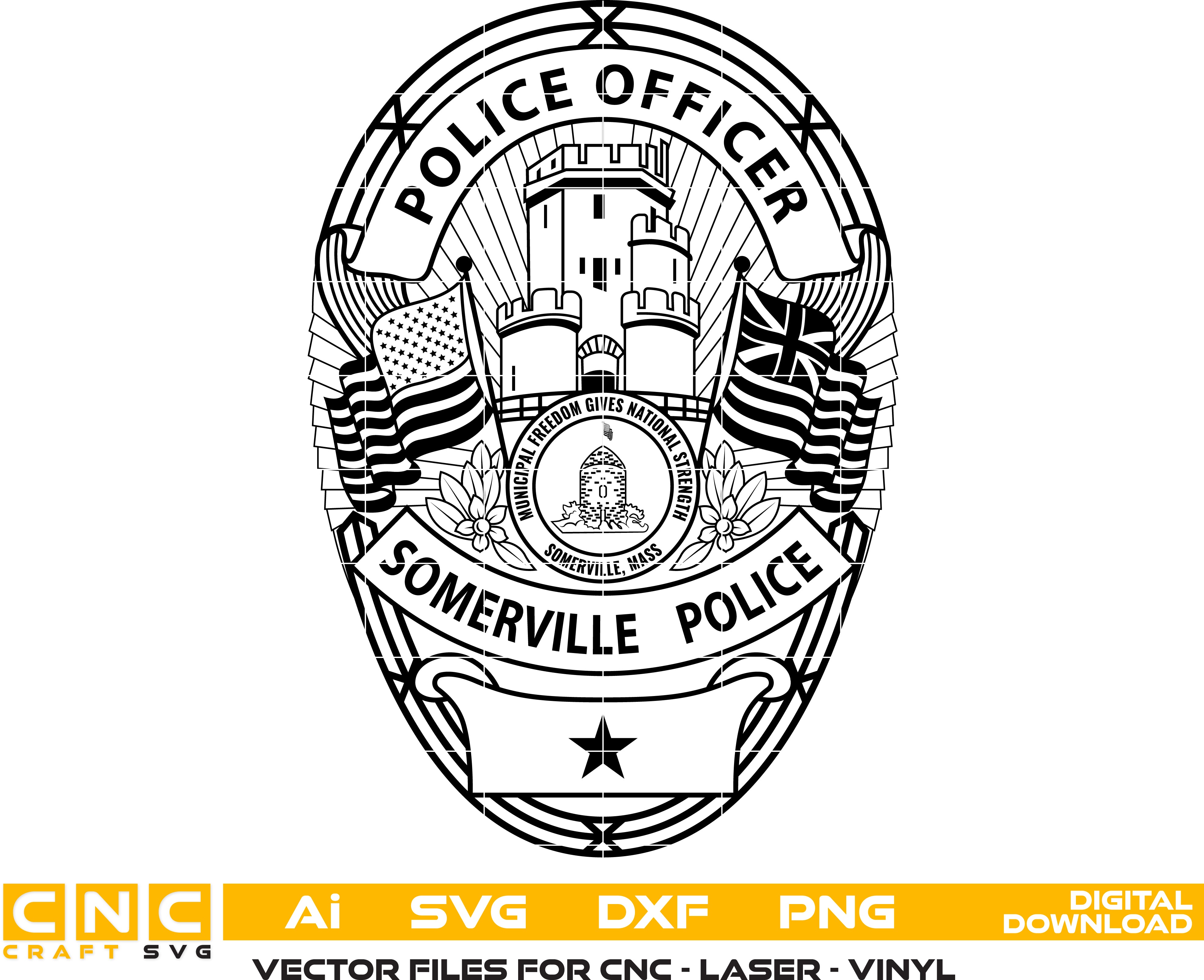 Somerville Police Officer Badge Vector Art – Digital Download
