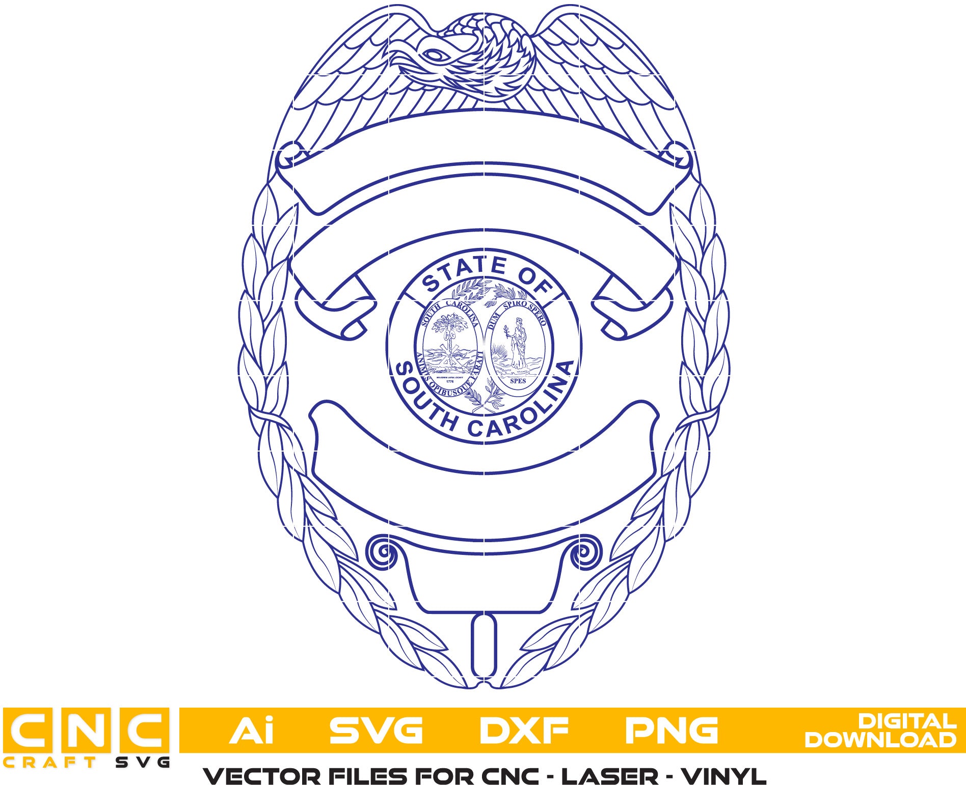 South Carolina Police Badge Vector Art, Ai,SVG, DXF, PNG, Digital Files