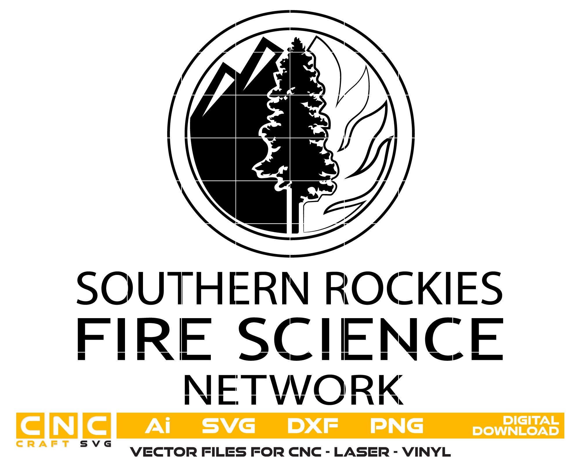 Southern Rockies Fire Science Network Logo SVG | Wildfire Research Vector for CNC & Printing