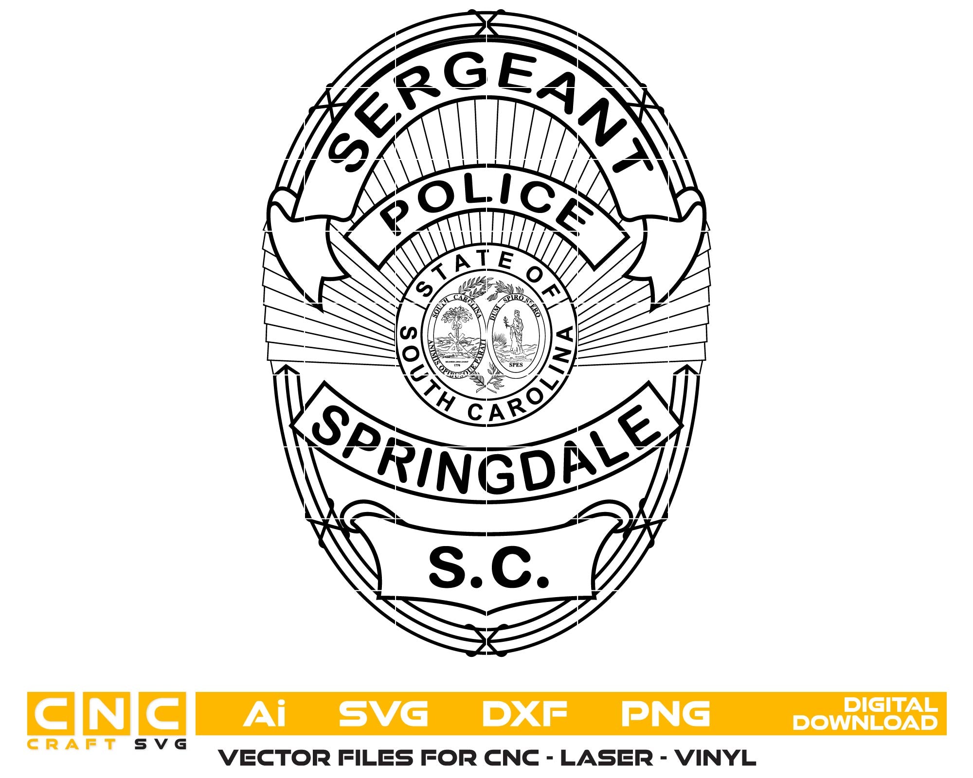 Springdale Police Sergeant Badge SVG, Springdale Police Sergeant Badge Vector, Police Sergeant Badge Emblem, Law Enforcement Badge SVG, Sergeant Badge Vector File