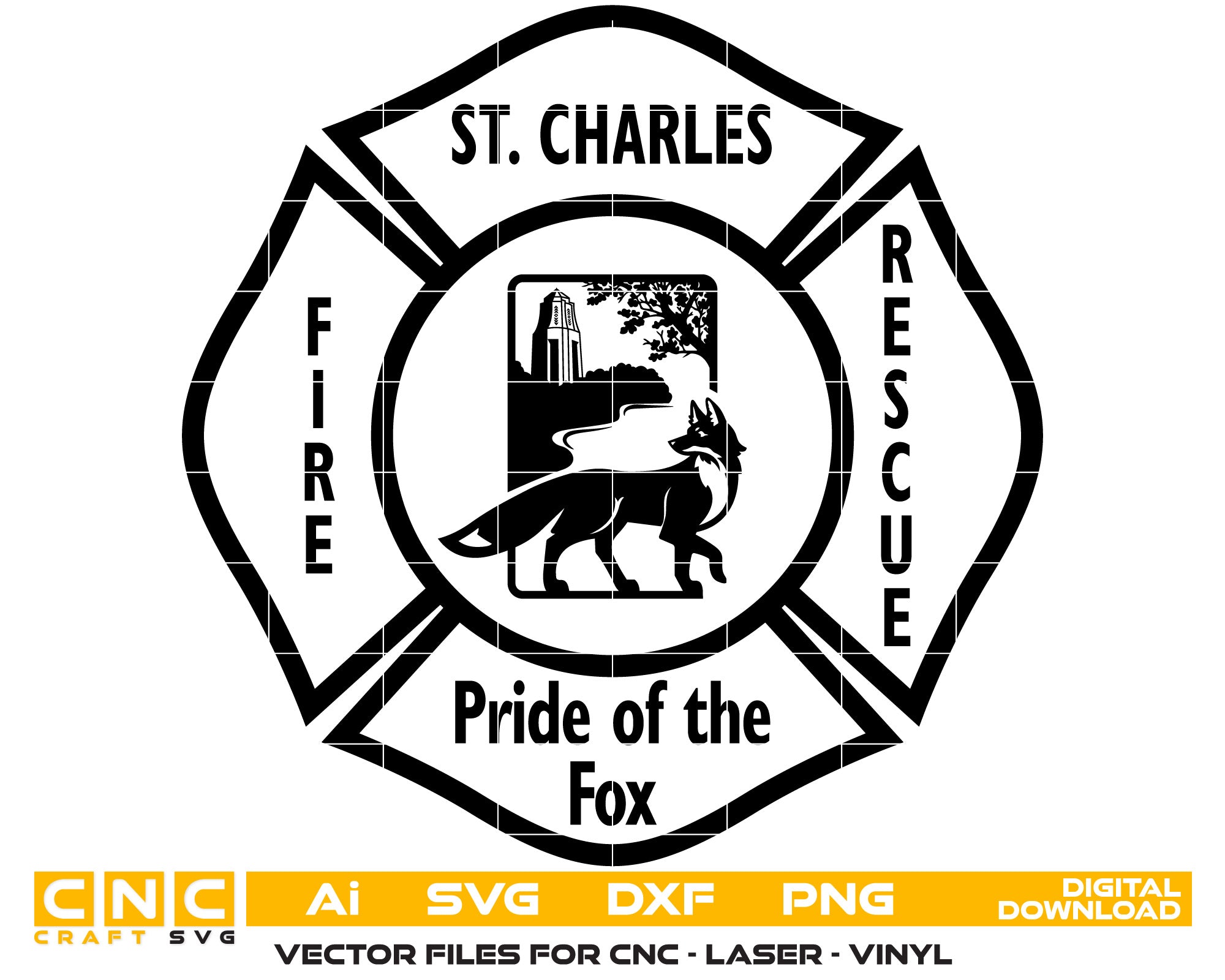 St. Charles Fire Rescue Pride of the Fox Logo