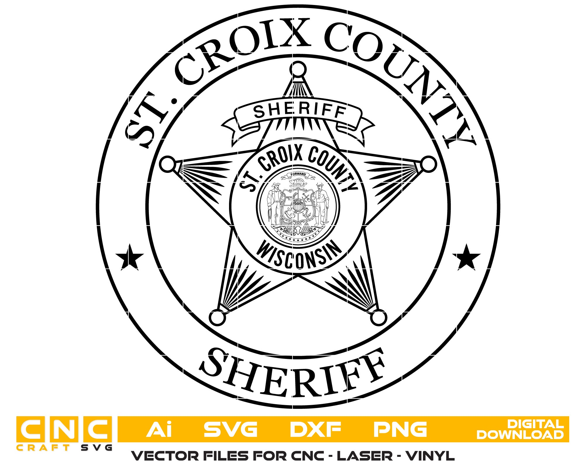 St. Croix County Sheriff Badge SVG, Wisconsin Sheriff Badge Vector, St. Croix Sheriff Office Logo SVG, Police Badge Digital File, Law Enforcement SVG Design