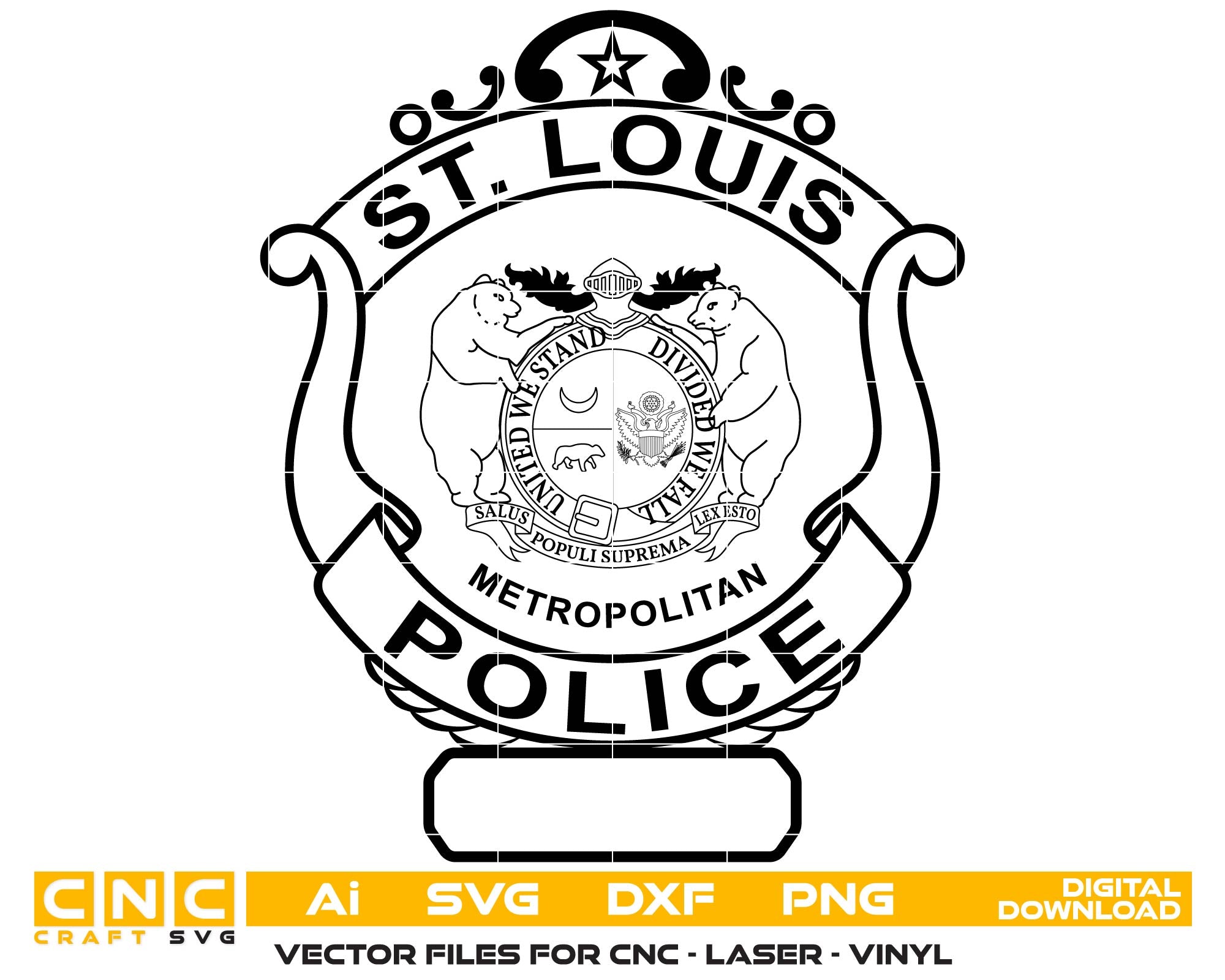 St. Louis Metropolitan Police Badge SVG, St. Louis Police Emblem Vector, Missouri Police Badge SVG, St. Louis Law Enforcement Emblem, STL Police Badge Vector