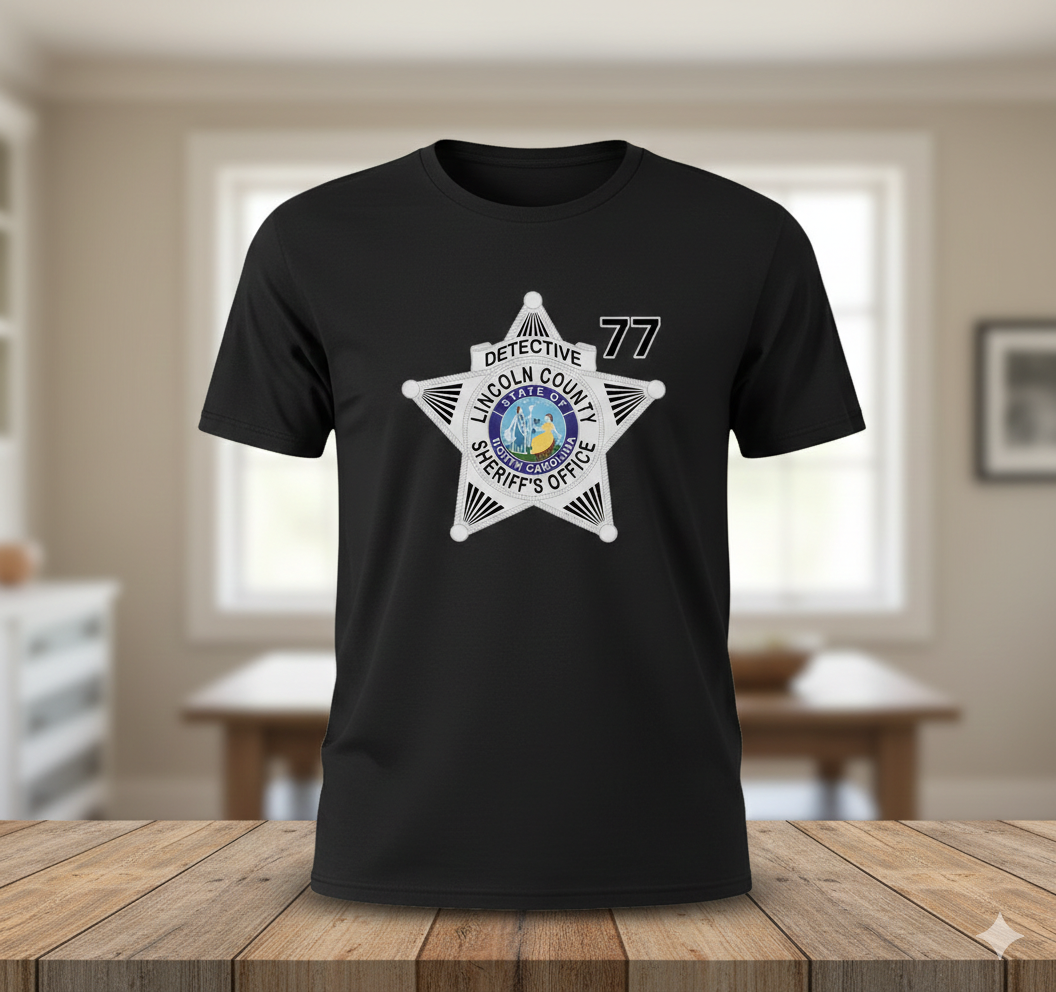 Lincoln County Sheriff's Office Badge SVG
NC Detective Sheriff Office Vector
Lincoln County Law Enforcement Emblem
Sheriff's Office Star Badge Design
North Carolina Detective Badge CNC File