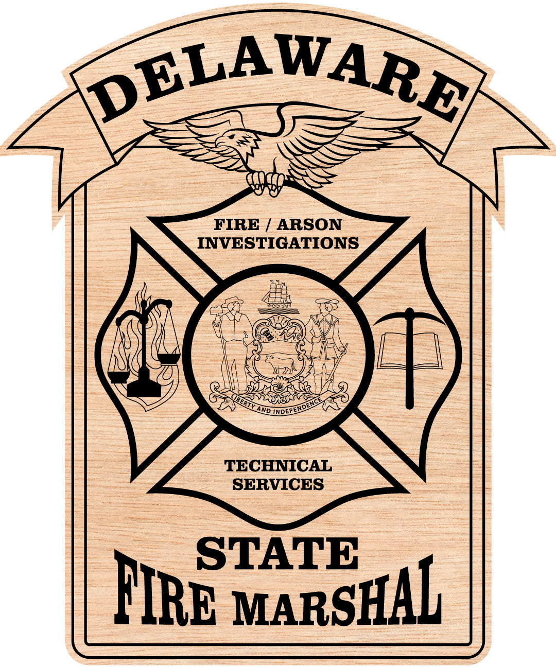 State of Delaware Fire Marshal Badge SVG | Fire Department Vector for CNC, Laser & Print