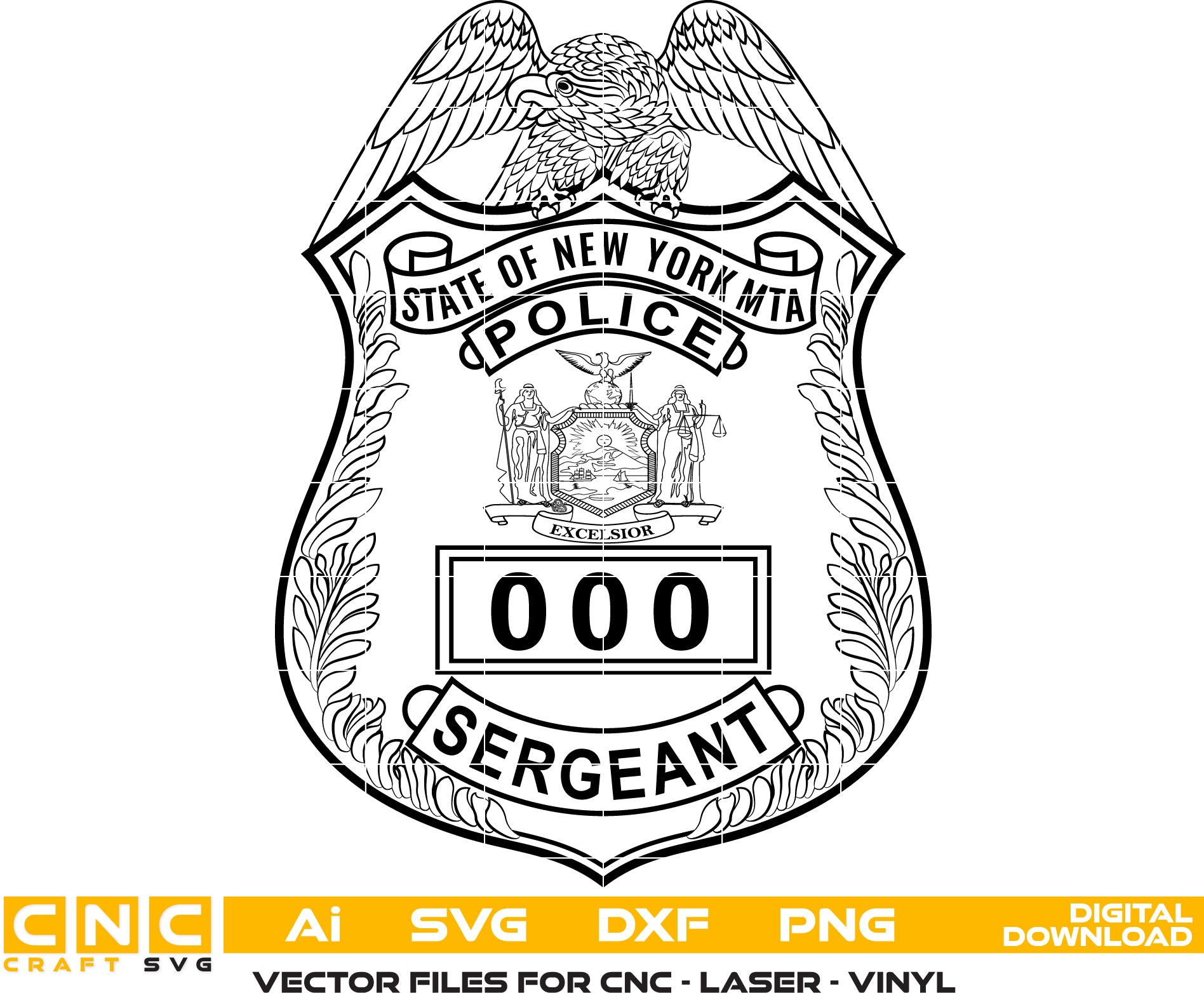 State of New York MTA Police Sergeant Badge Vector Design