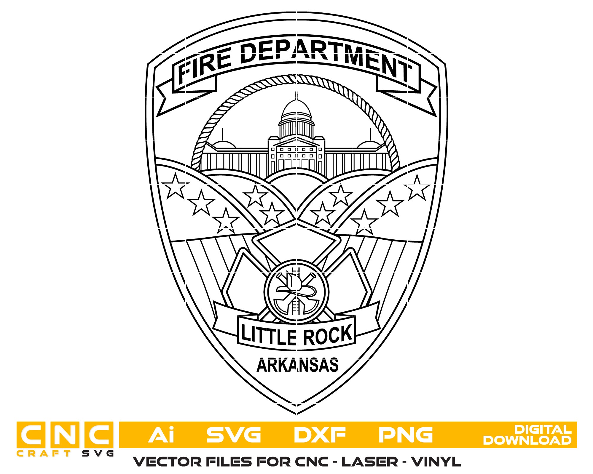 Arkansas Little Rock Fire Dept Badge vector art