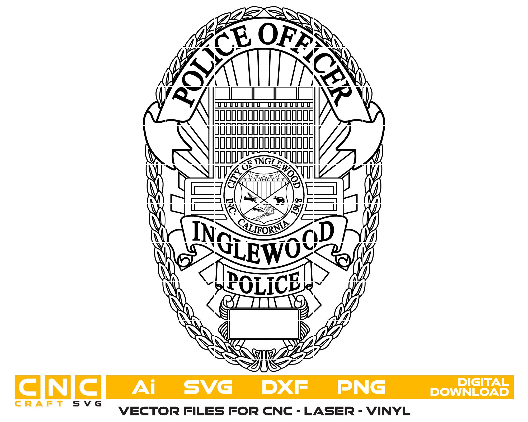Inglewood Police Officer Badge vector art