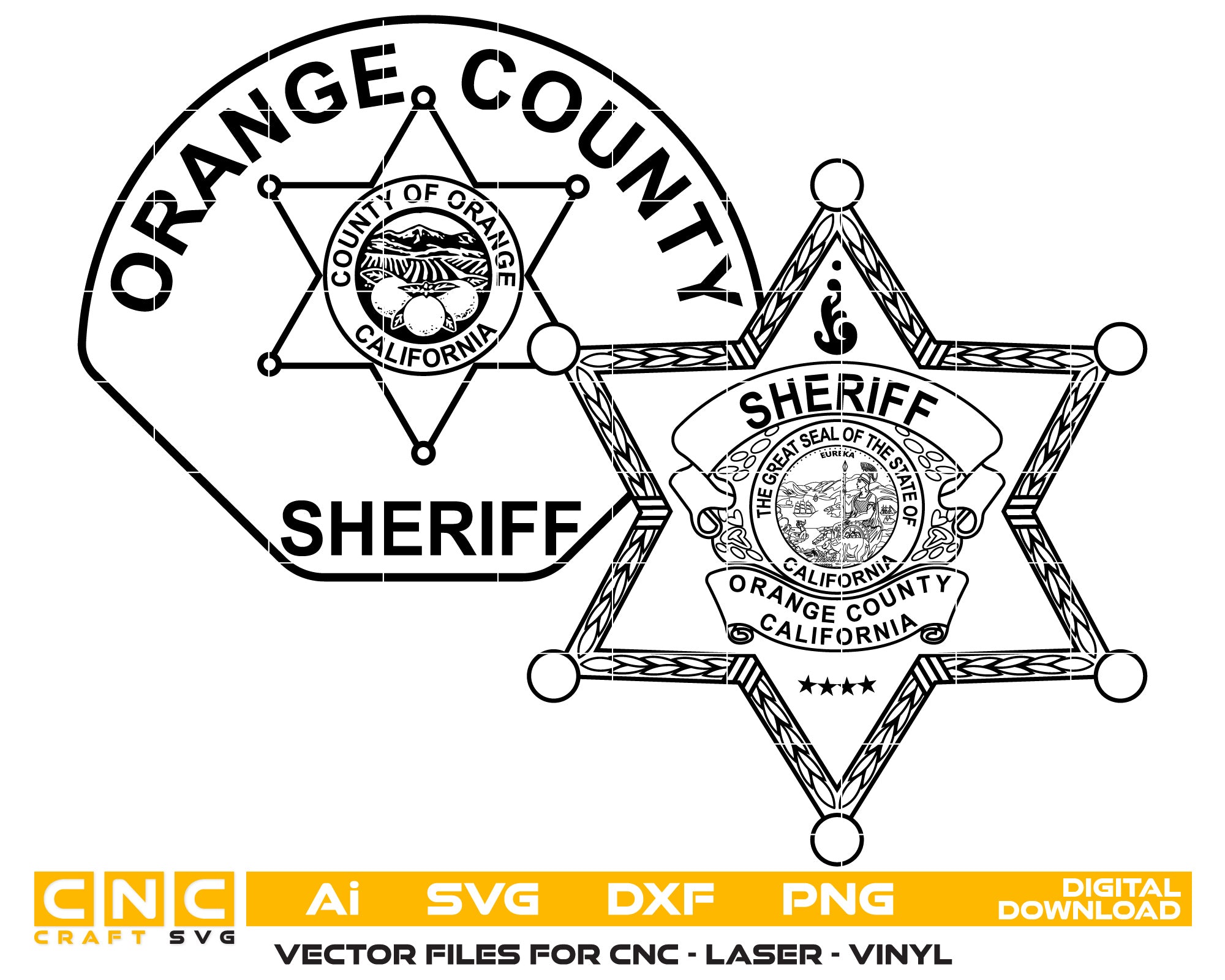 California Orange County Sheriff Badge vector art