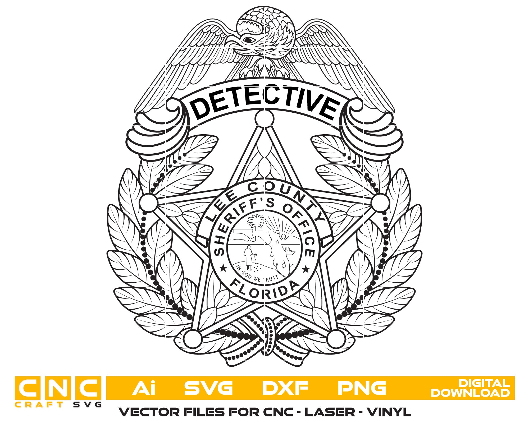 State of Florida Lee County Sheriff Office Detective Badge Digital Files