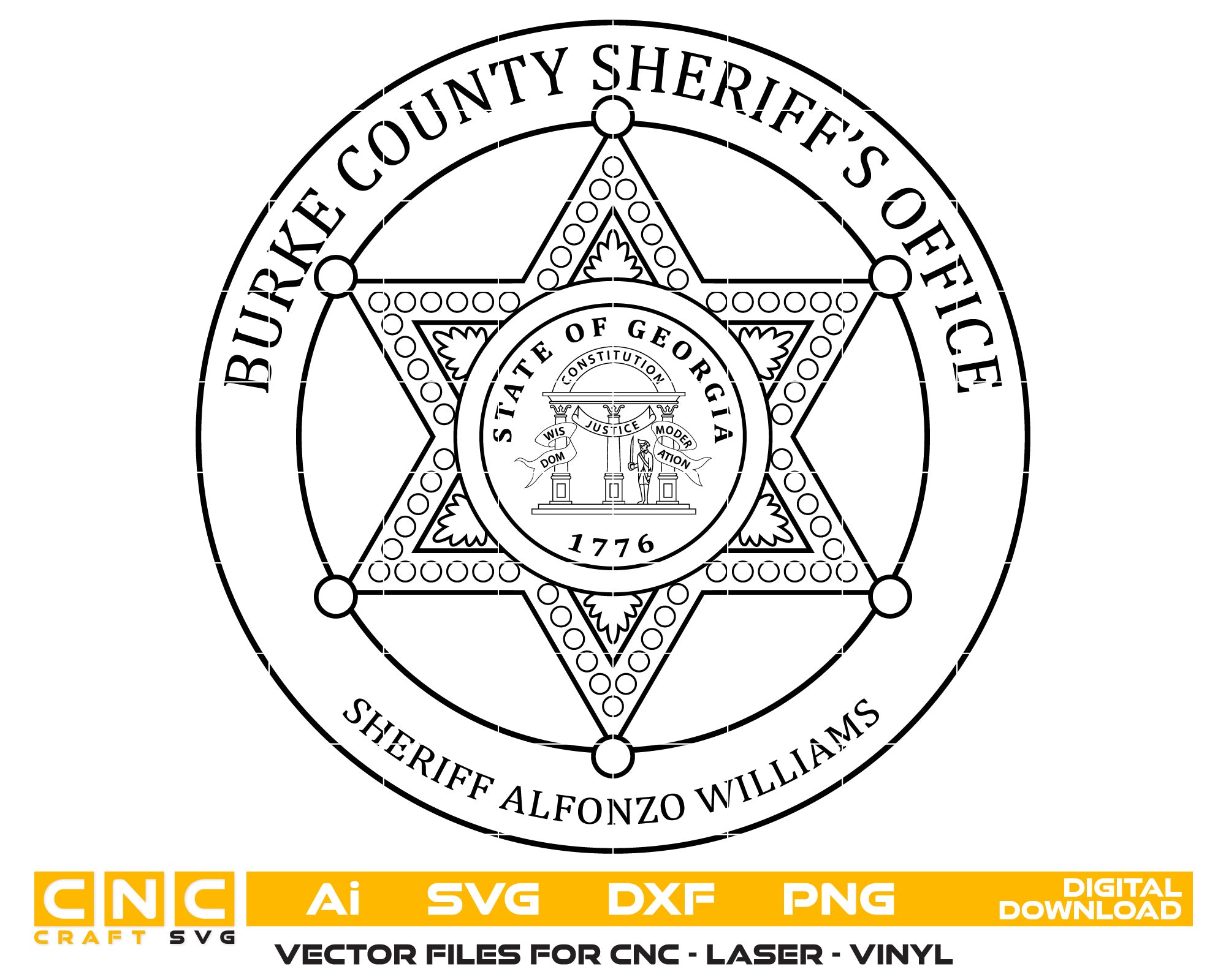 State of Georgia Burke County Sheriff Office Vector Art, Ai,SVG, DXF, PNG, Digital Files
