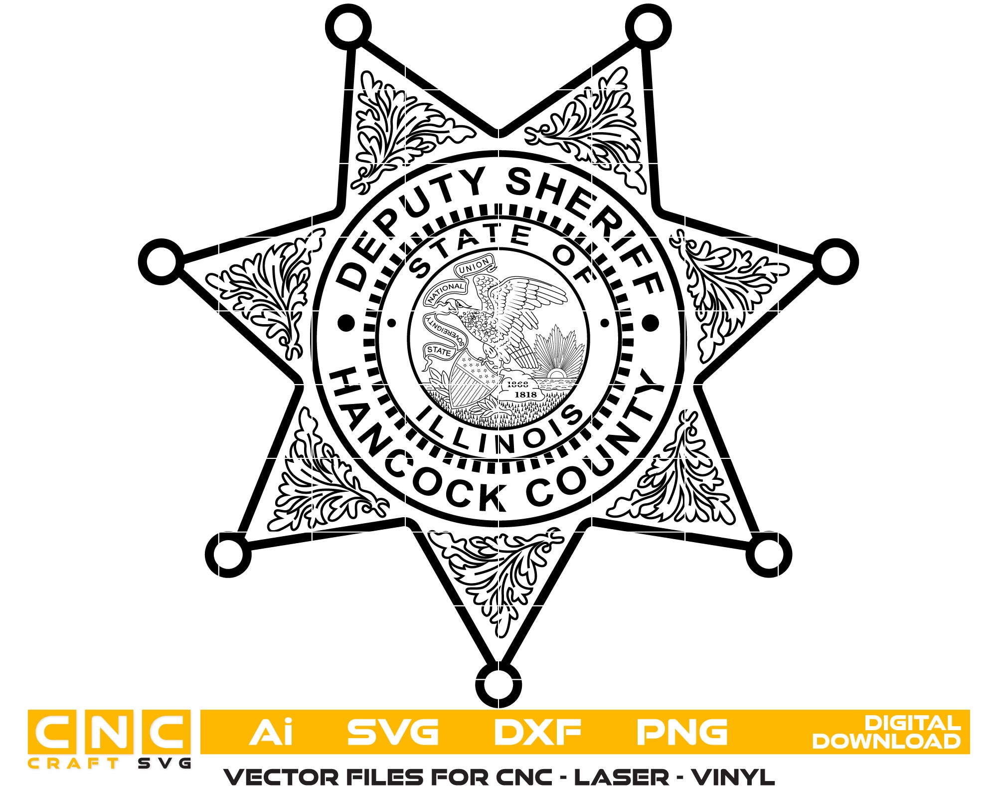 Illinois Hancock County Deputy Sheriff Badge vector art