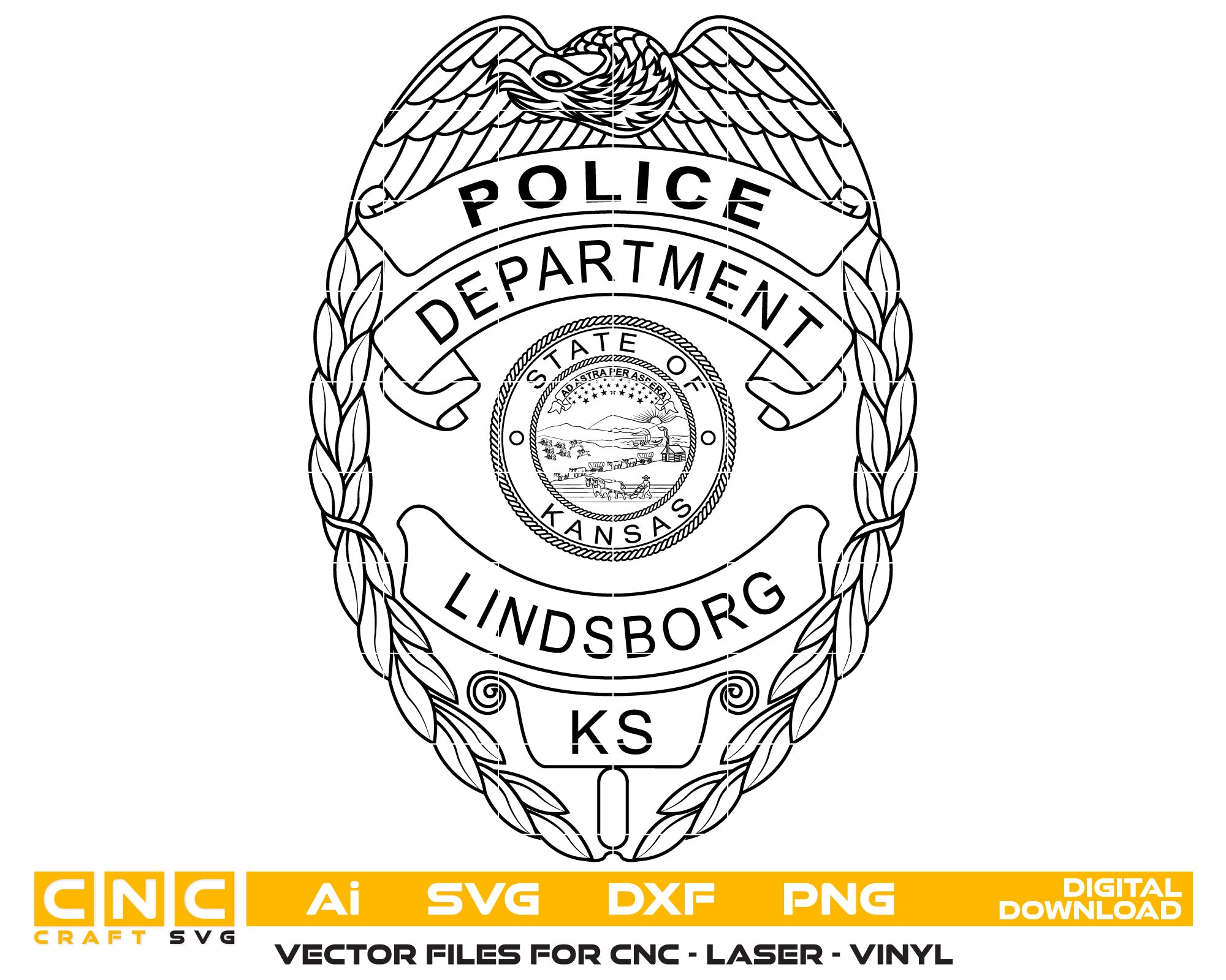 Kansas Lindsborg Police seal vector art