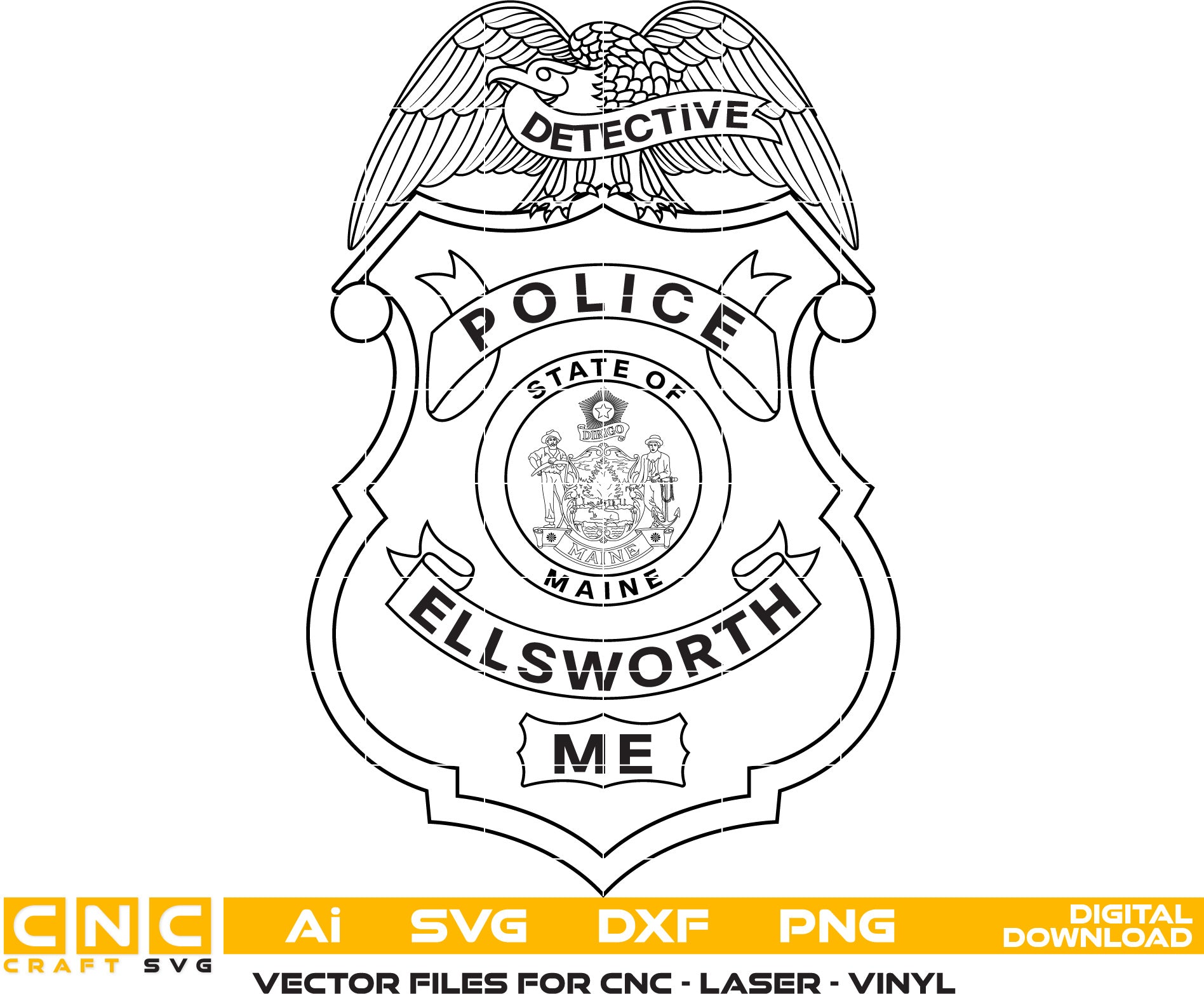 Maine Police Badge Vector Art