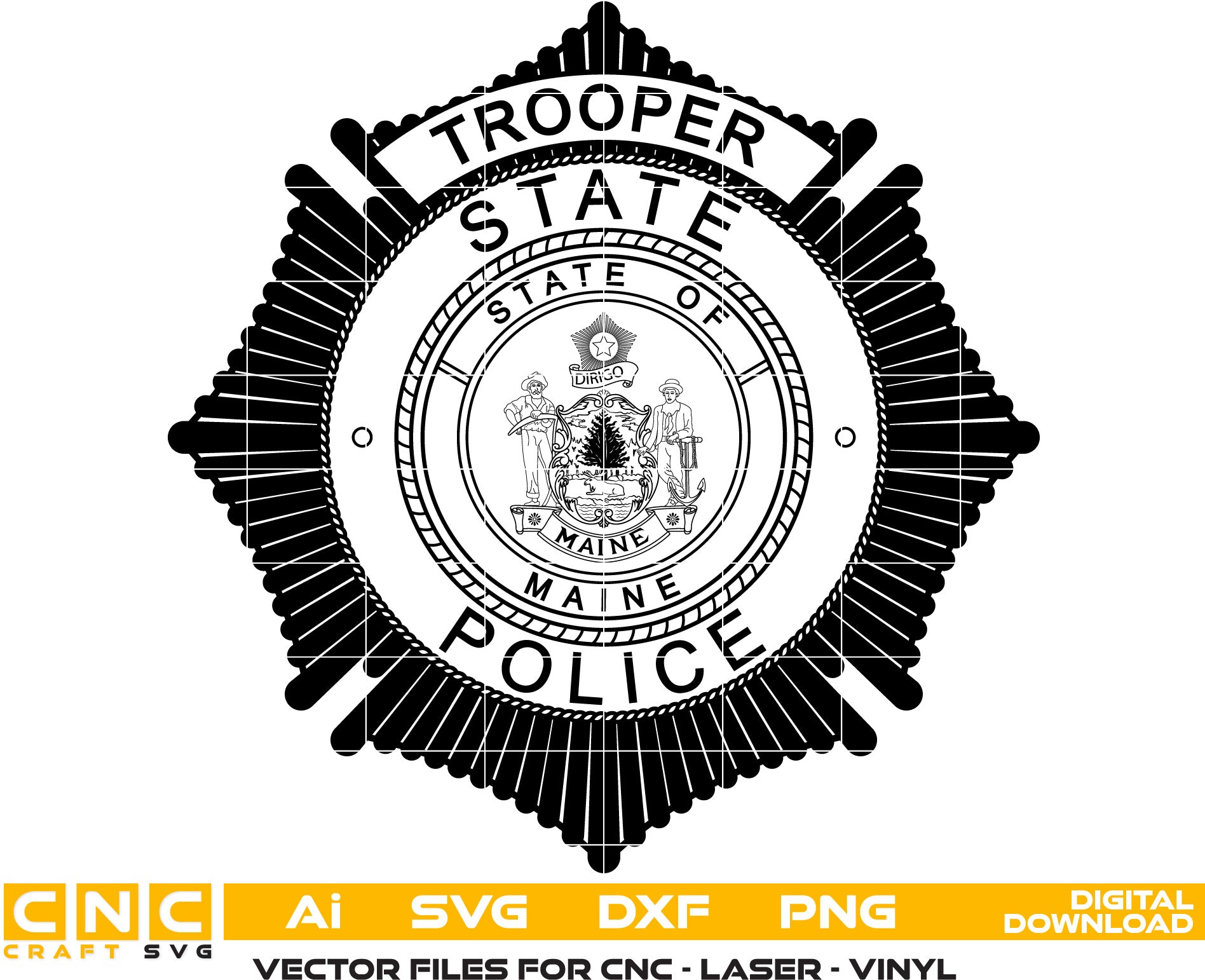 Maine Trooper State Police Badge Vector Art