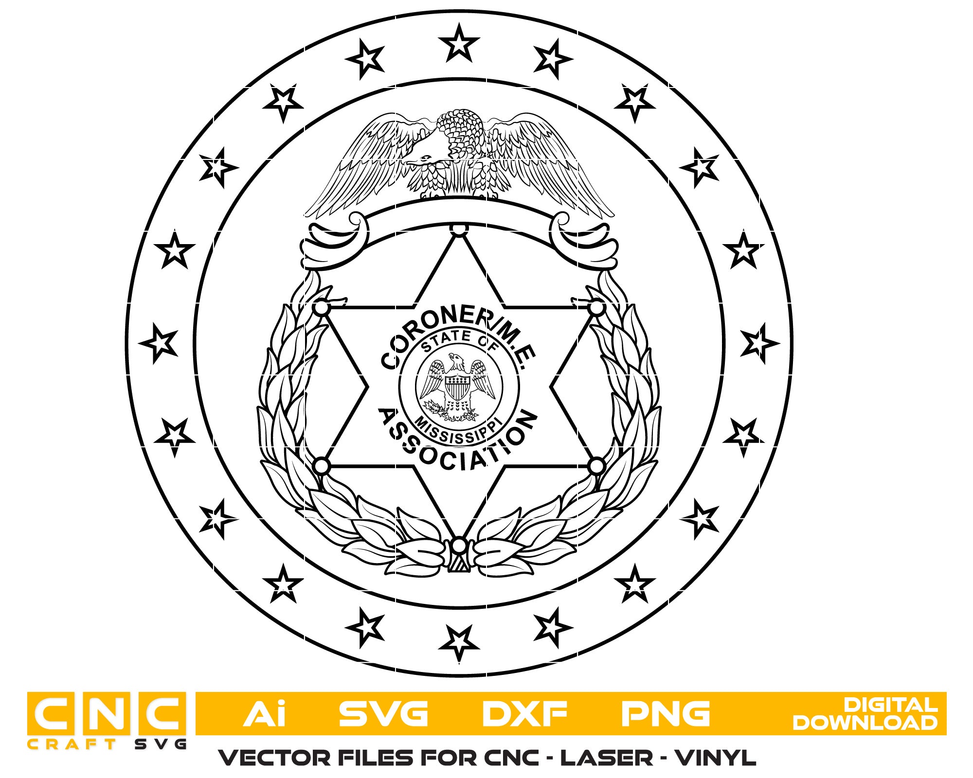 Mississippi Coroner Association Badge vector art