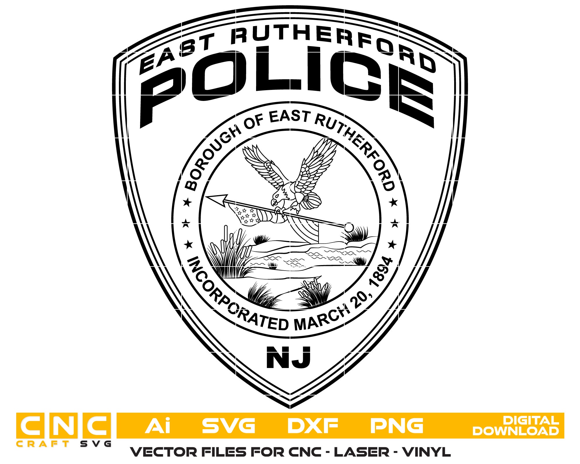 East Rutherford Police badge vector art