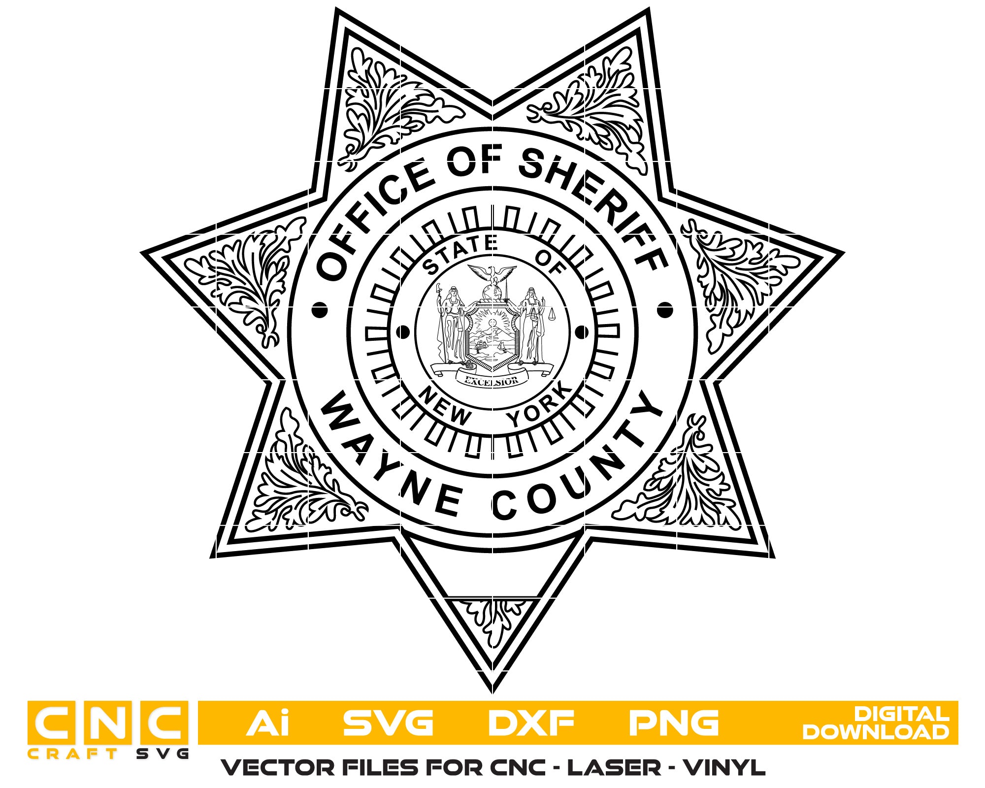 New York Wayne County Sheriff Badge vector art