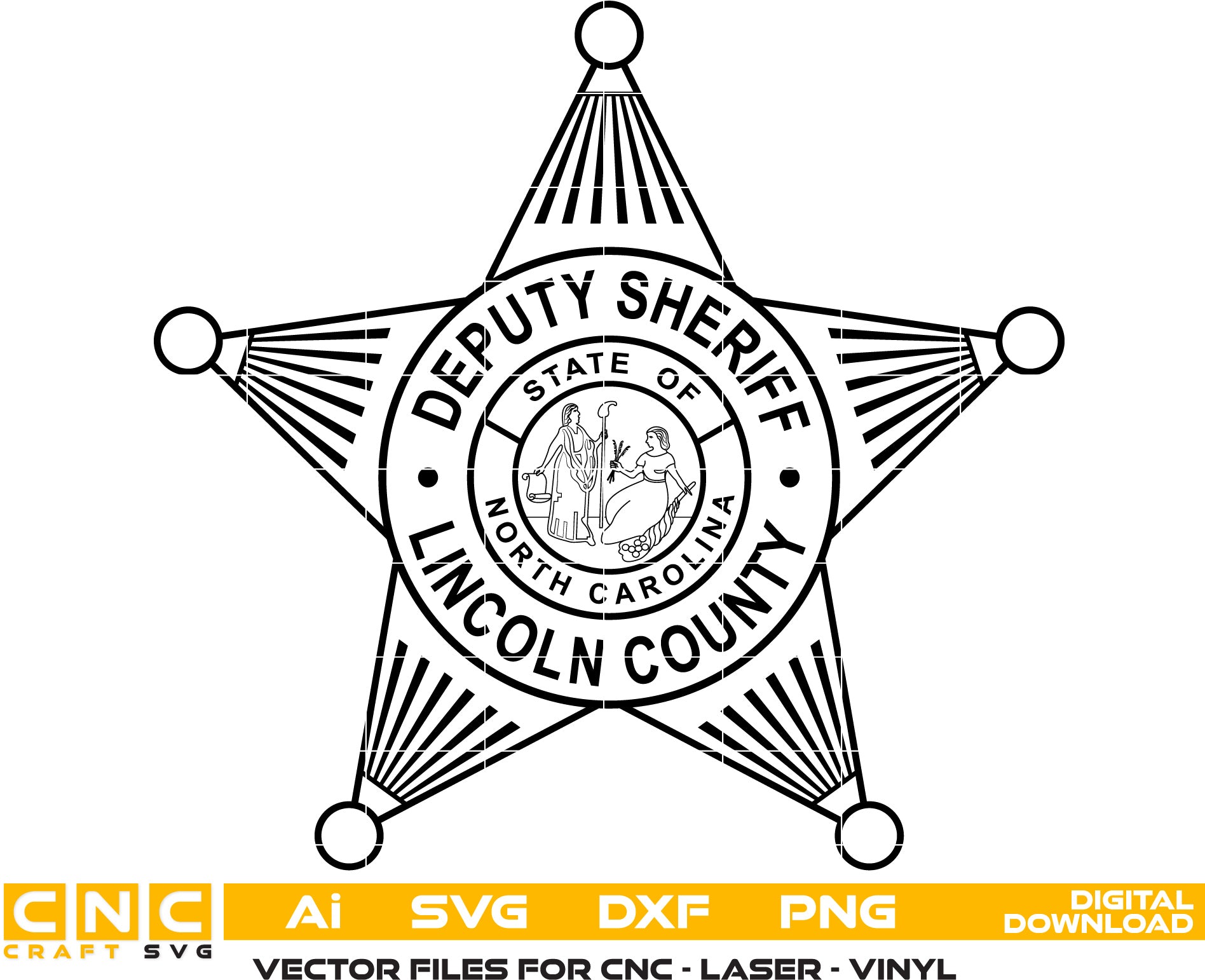 North Carolina Lincoln County Deputy Sheriff Badge vector art