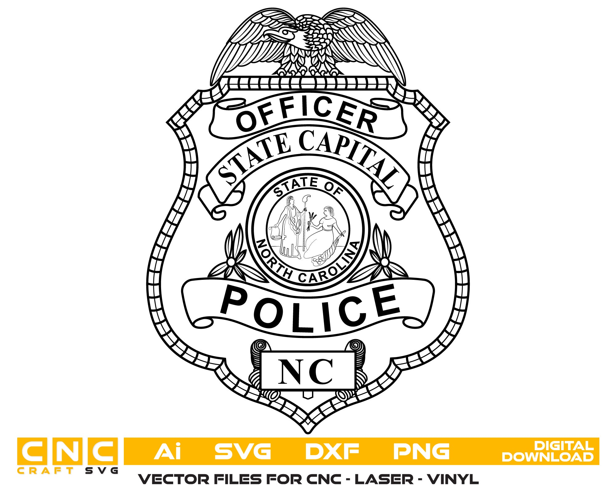 North Carolina State Capital Police Officer Badge vector art