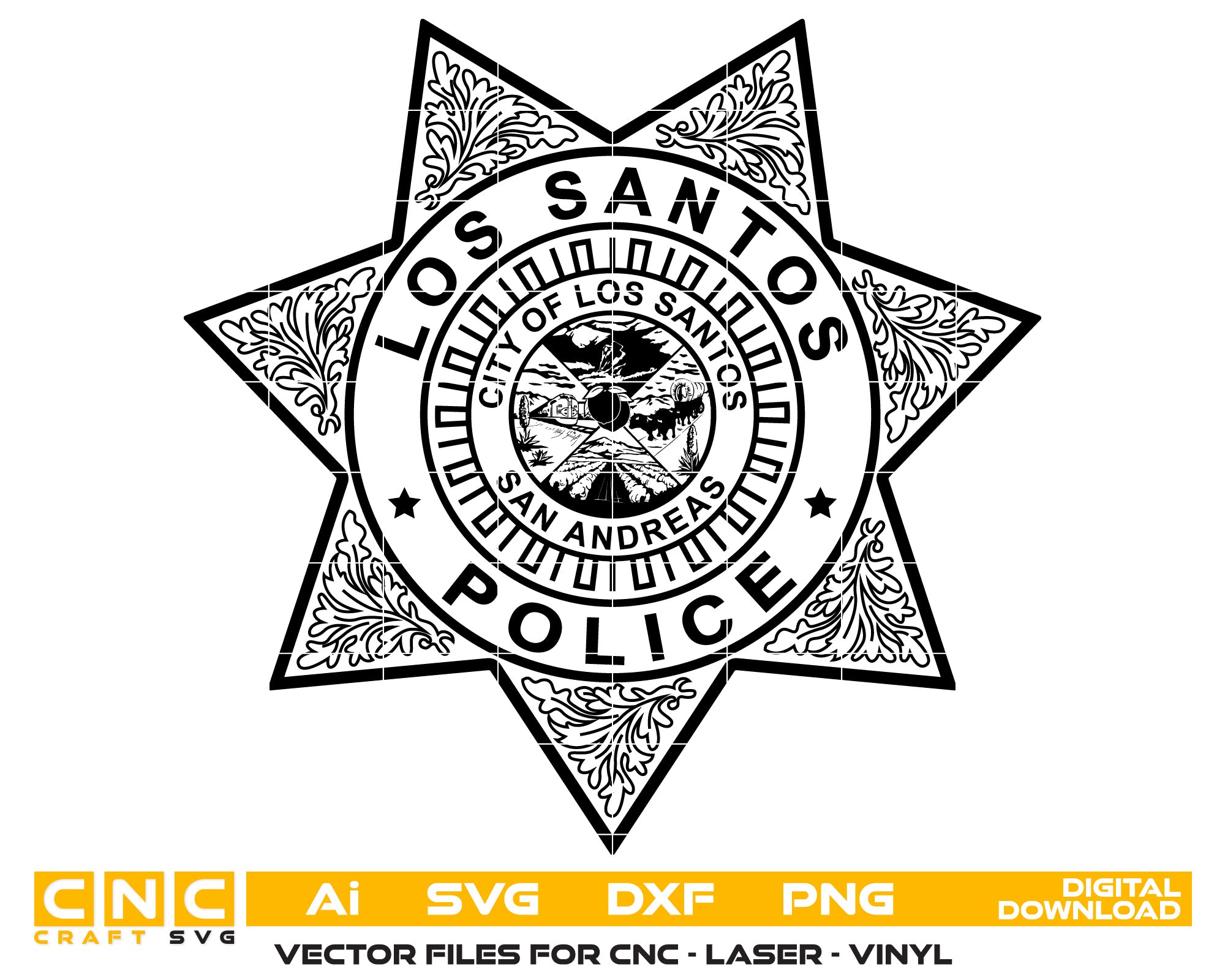 San Andreas City of Los Santos Police Badge vector art