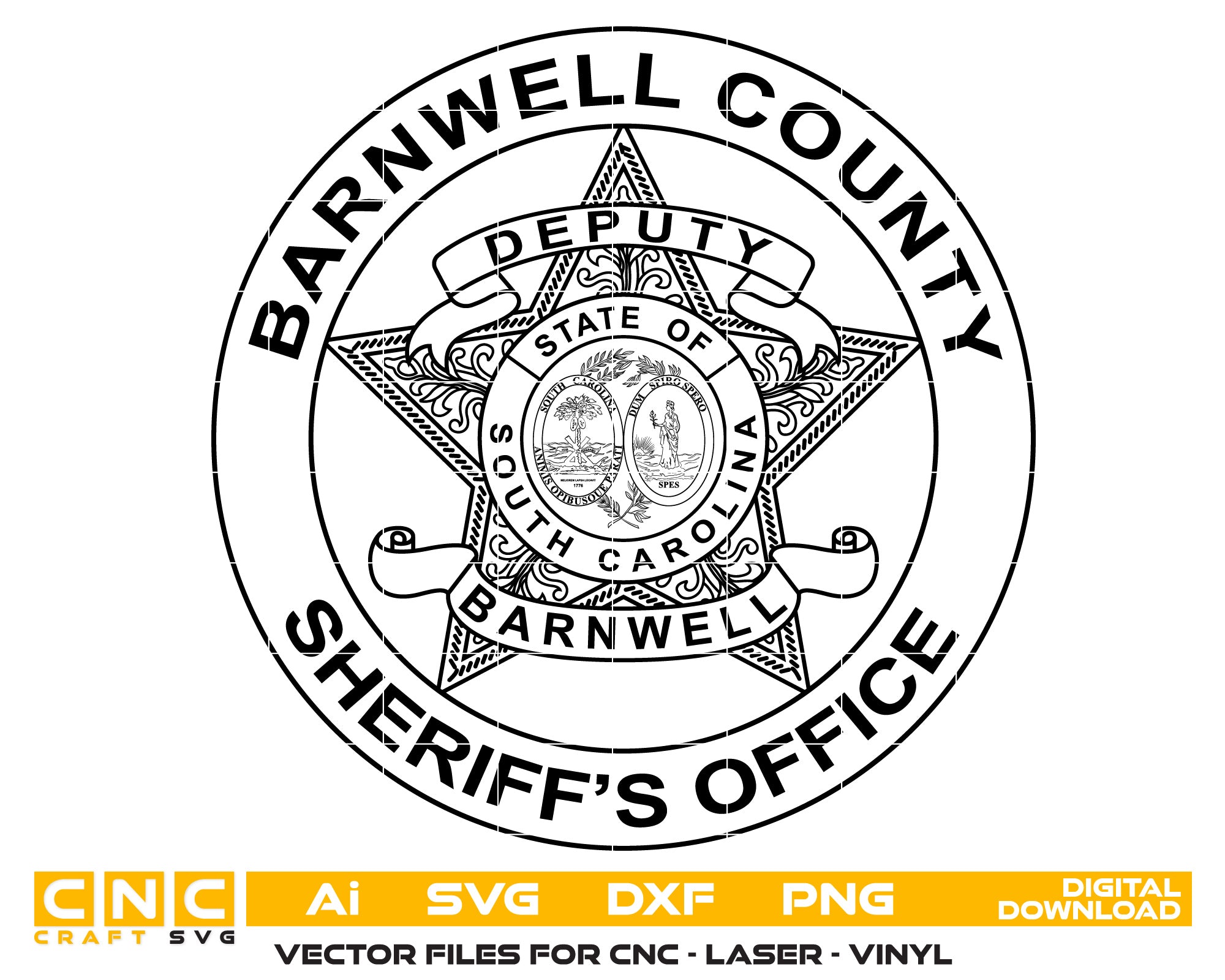South Carolina Barnwell County Deputy Sheriff Badge vector art