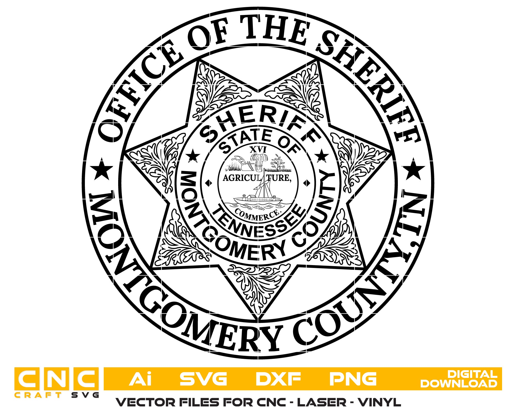 Tennessee Montgomery County Sheriff Badge vector art