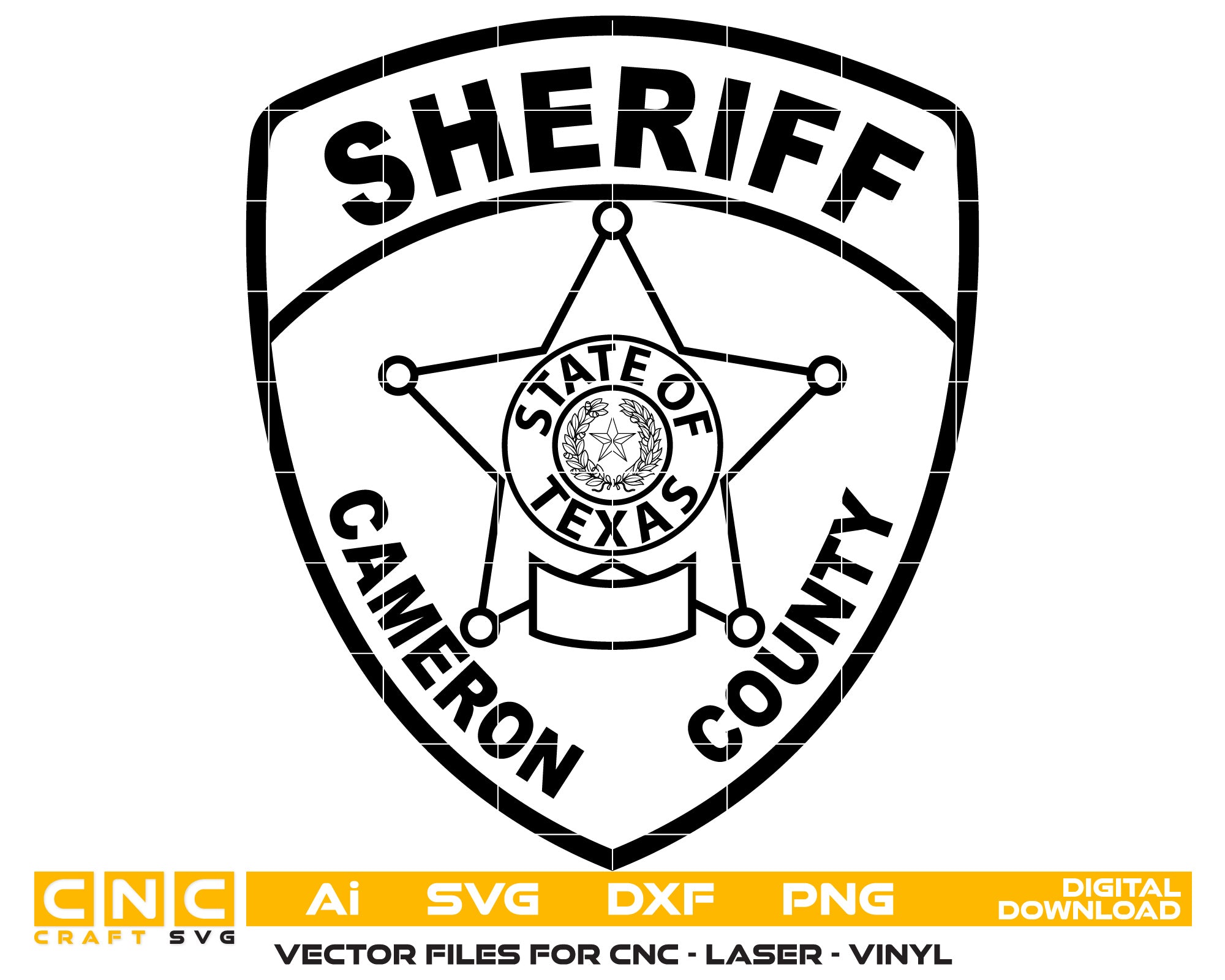 Texas Cameron County Sheriff Badge vector art