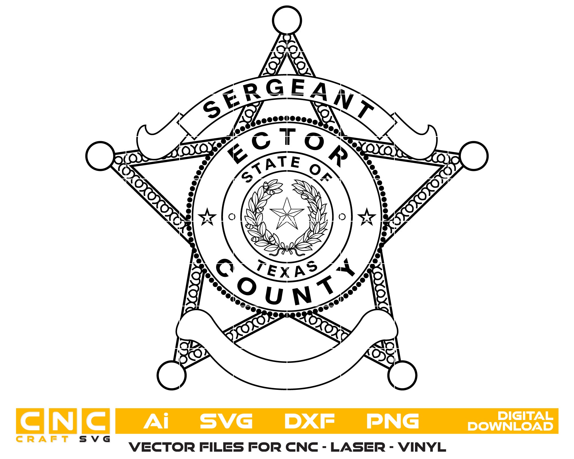 Texas Ector County Sergeant Badge vector art