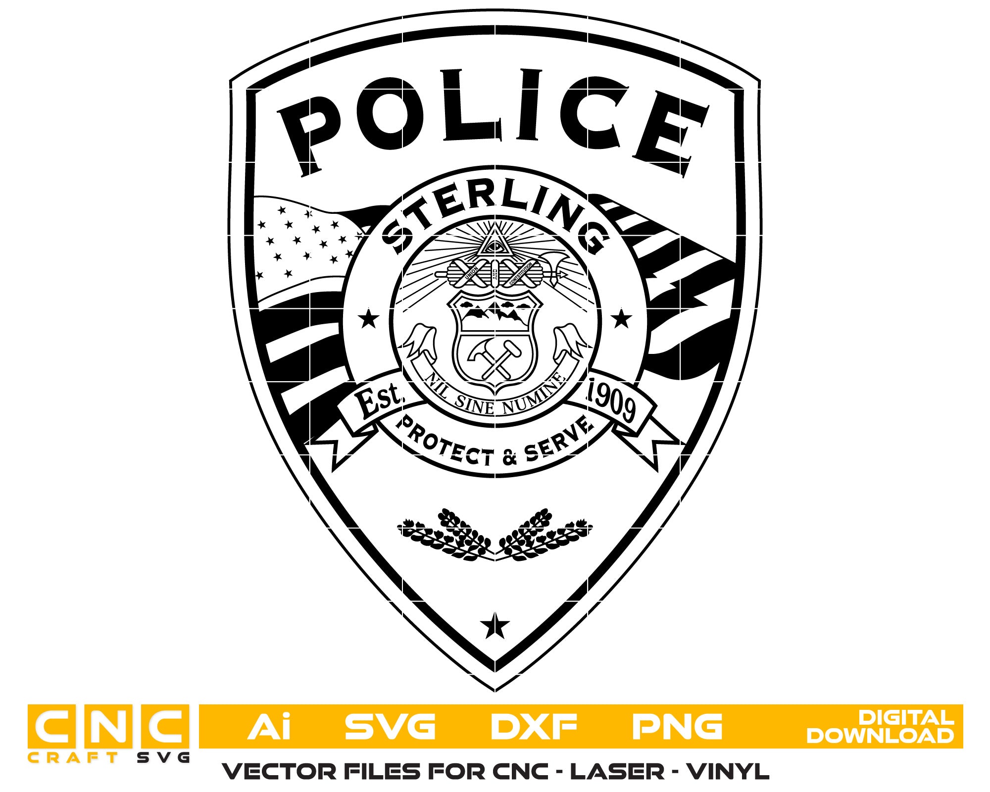 Sterling Colorado Police Department Badge Vector