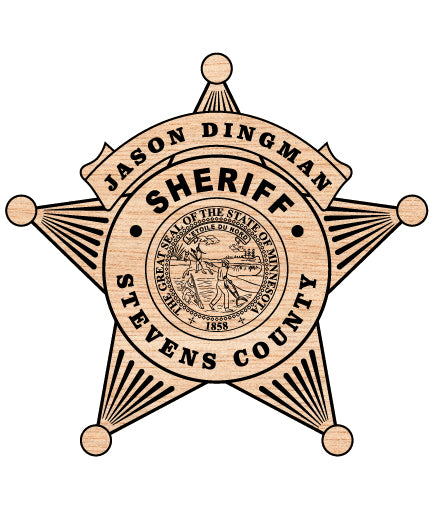 Stevens County Sheriff Badge SVG, Minnesota sheriff star vector for Cricut, Silhouette, engraving, décor, and collector crafting.