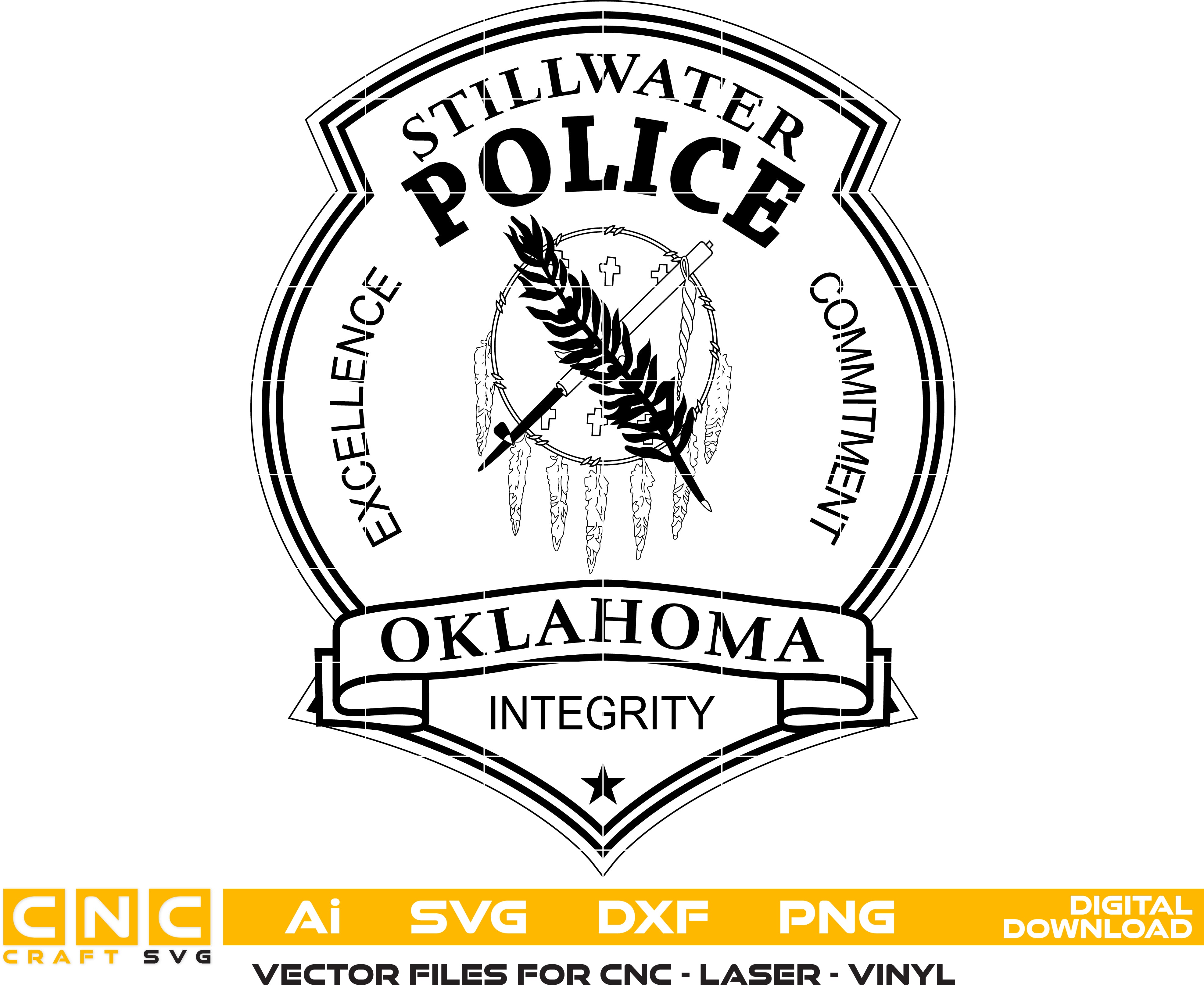 Stillwater Police Logo, Oklahoma Police Badge Vector art Digital file