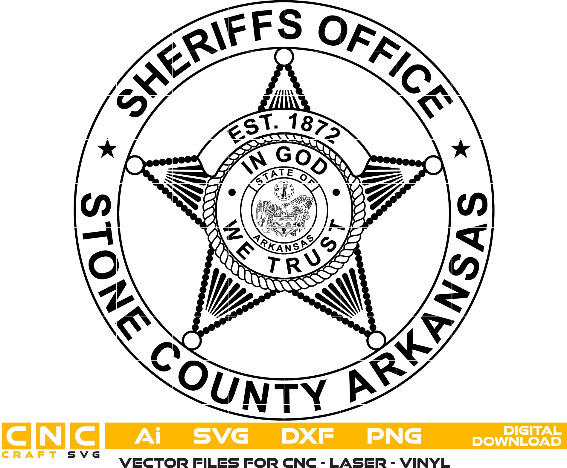 Stone County Arkansas Sheriff Badge – Law Enforcement Vector File