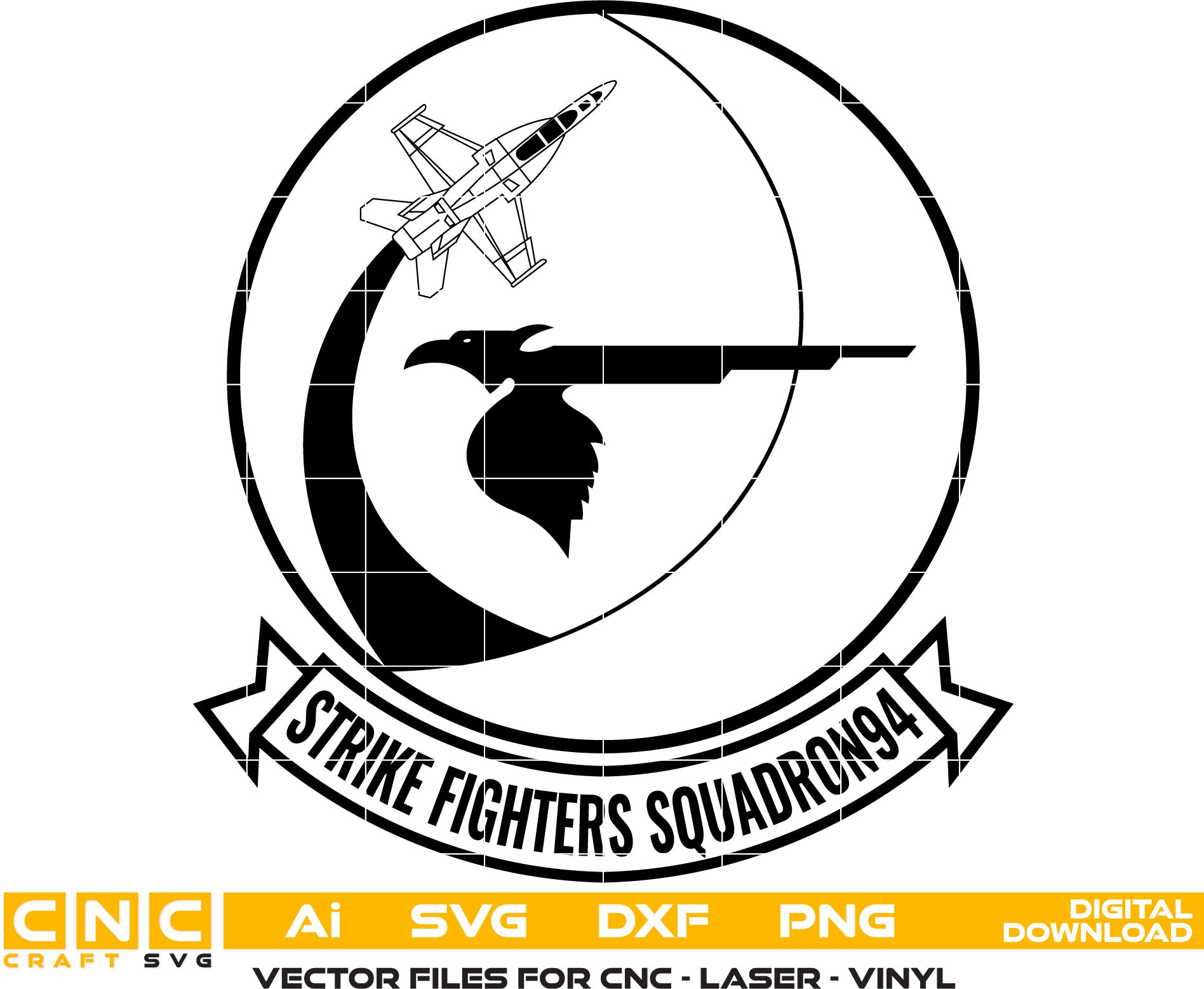 Strike Fighters Squadron Logo Vector art Svg, Dxf, Jpg, Png, and Ai files For laser engraving, woodworking, acrylic painting, and all printing machines.