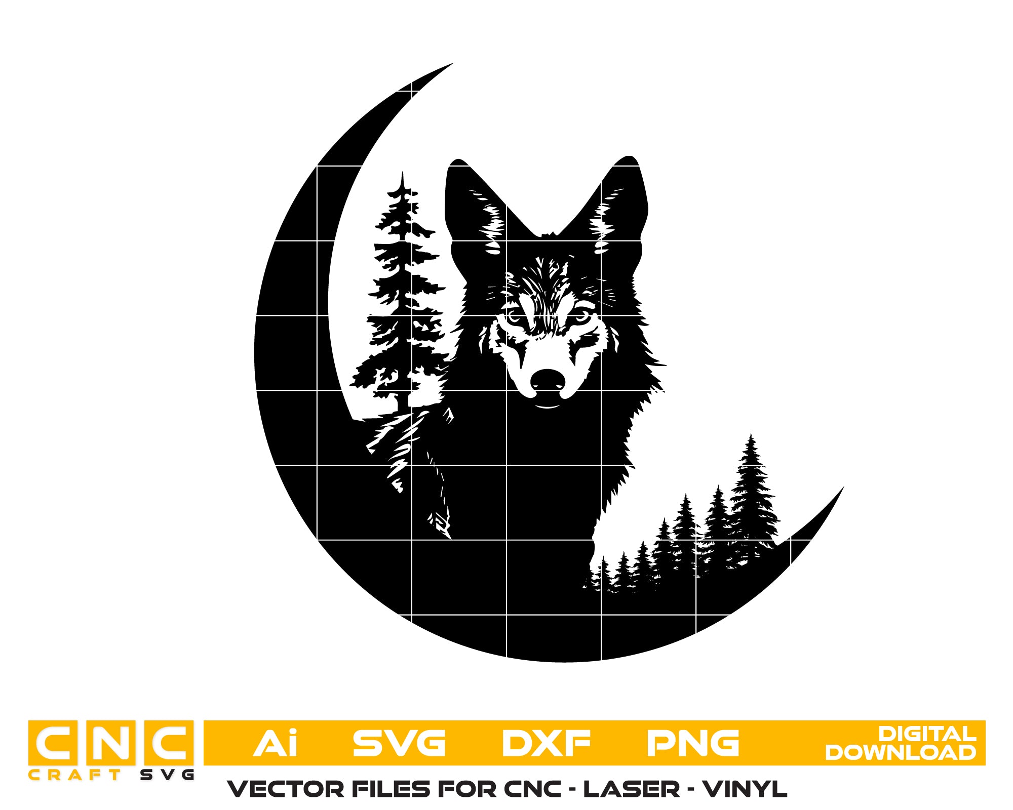 Striking Black Wolf Stencil – Wild Essence Vector Design