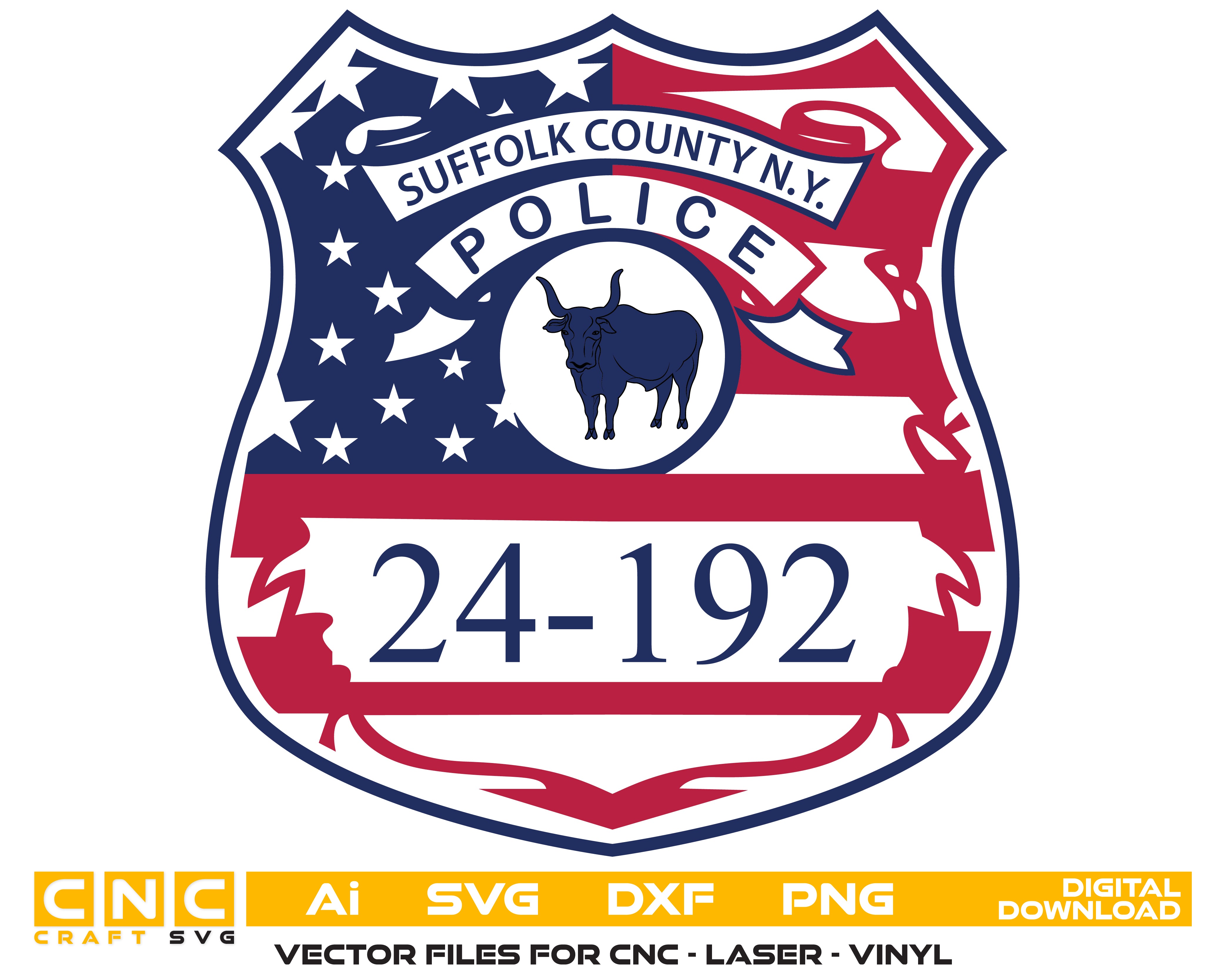 Suffolk County NY Police Badge - High-Res Digital File for Printing (PNG, SVG, AI, PDF)