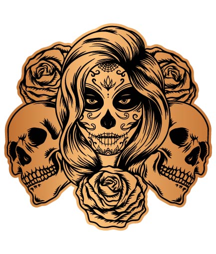 Sugar Skull Queen with Roses | Elegant Skull Vector
